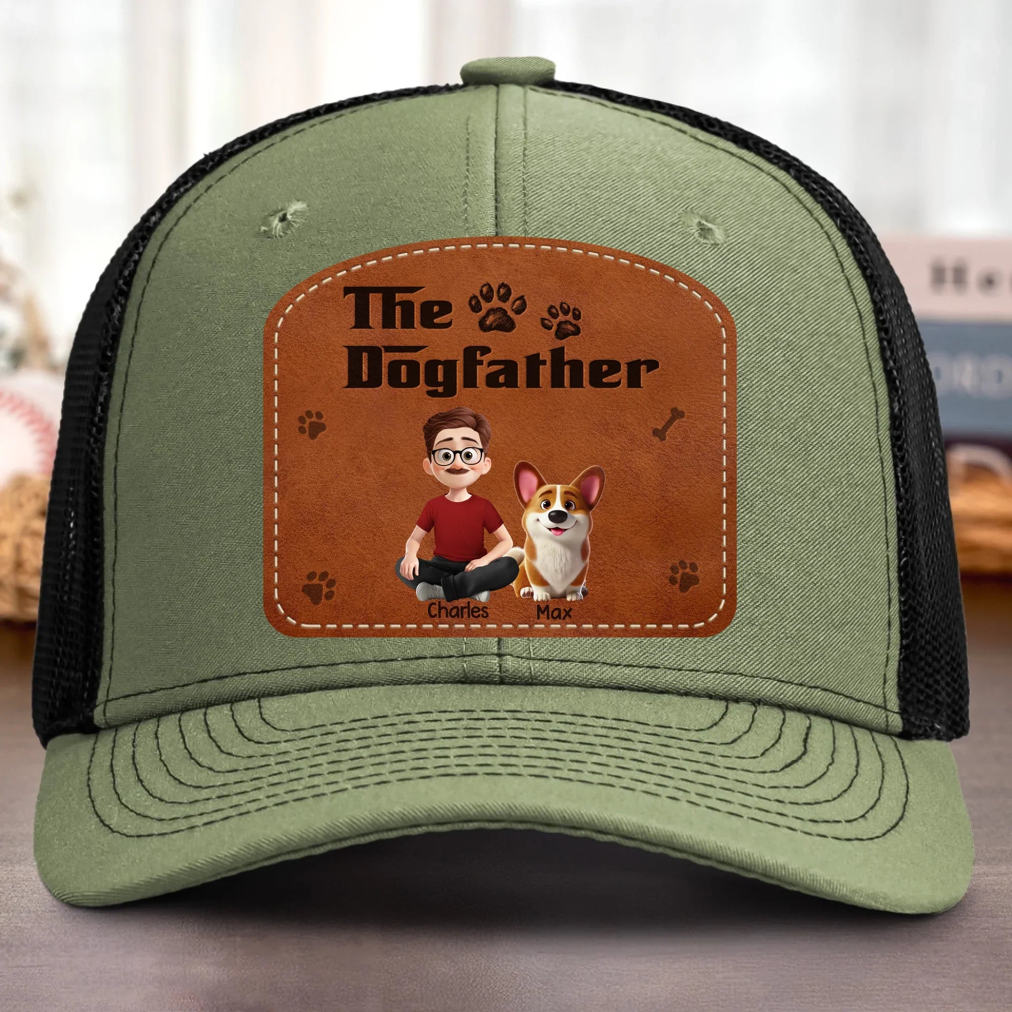 Custom Shaped Leather Patch Hat - Personalized Birthday Gifts For Dog Lovers, Dog Dad And Mom - Treat Dealer