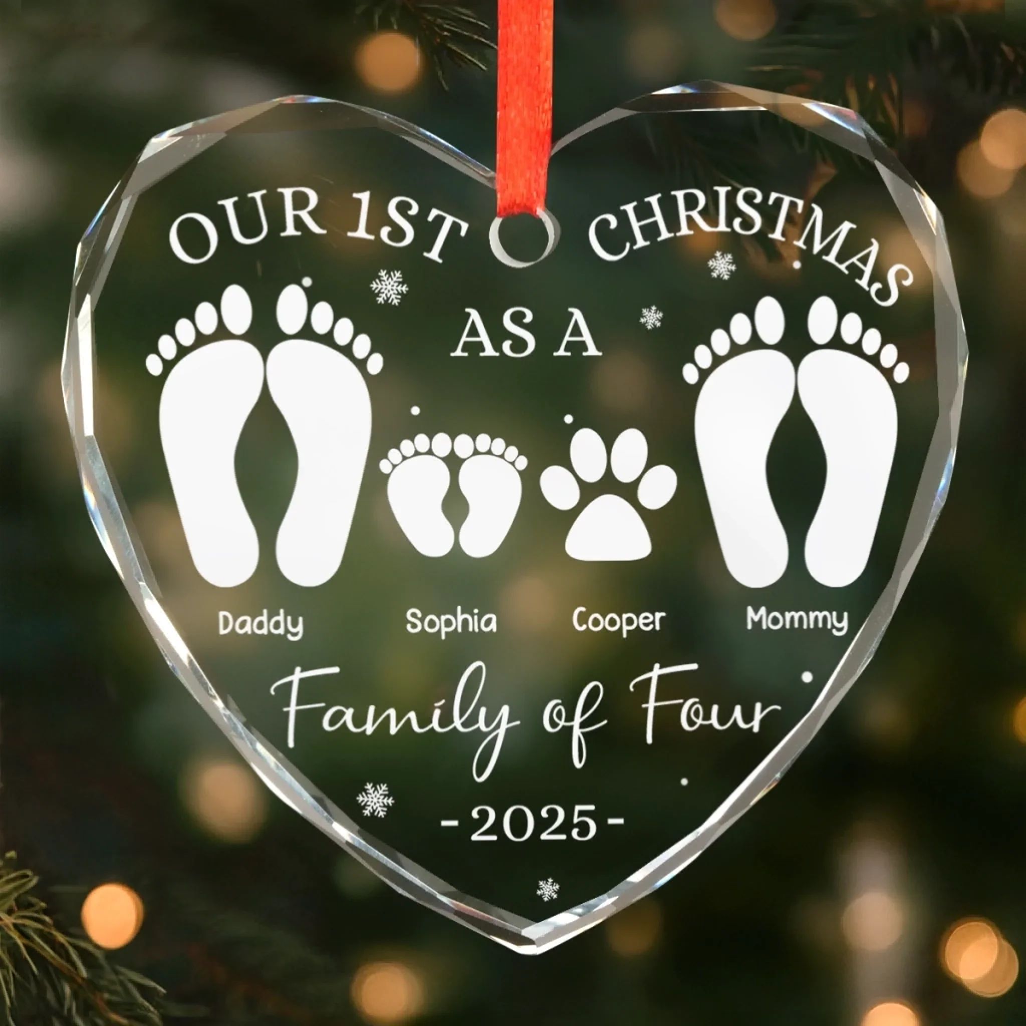 Custom Heart Glass Ornament - Personalized Christmas Birthday Gifts For Mom, Dad, Kids - Home Is Our Haven