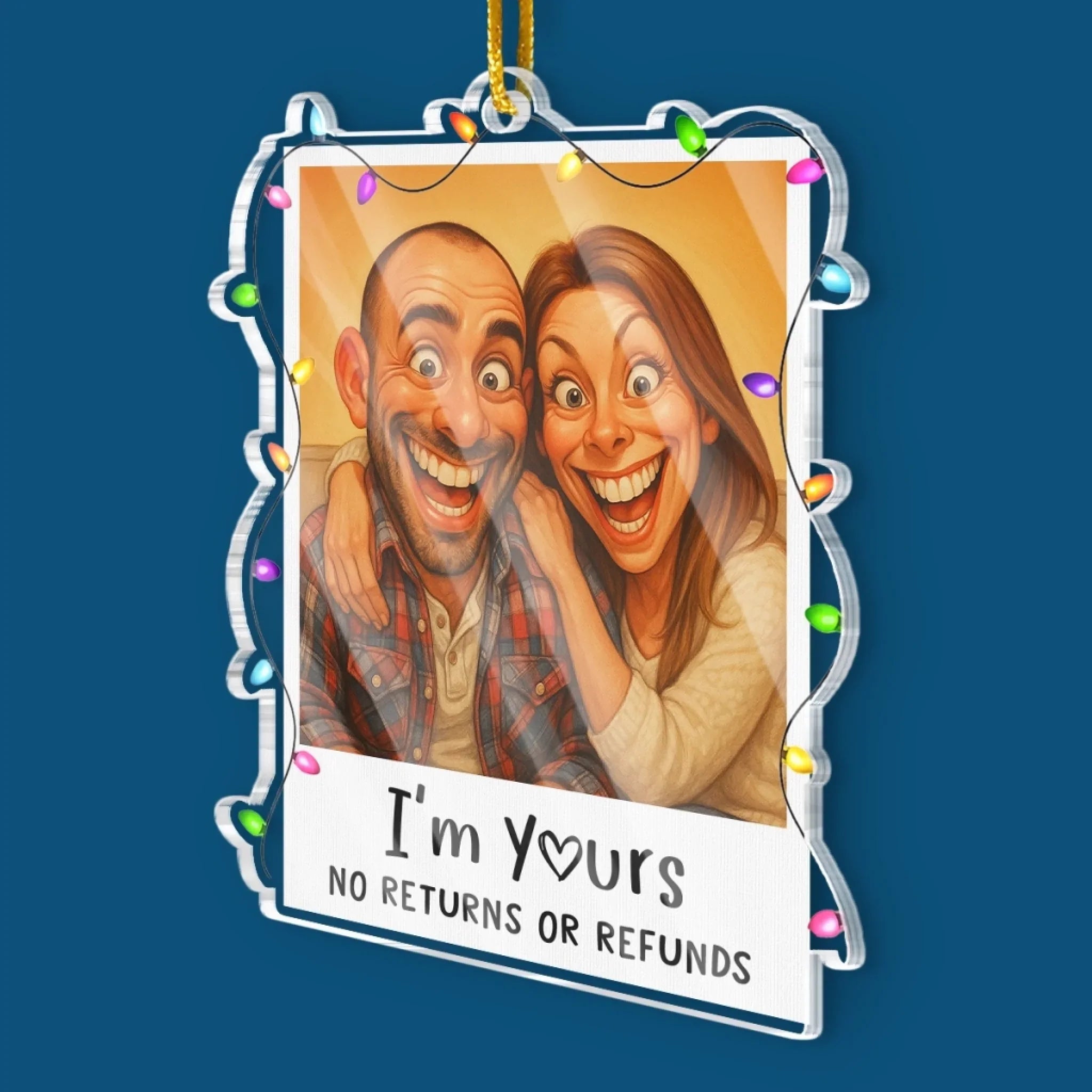 Custom Photo Funny Caricature Acrylic Ornament - Personalized Anniversary Christmas Wedding Gifts For Husband And Wife, Him And Her - Our Christmas Clause