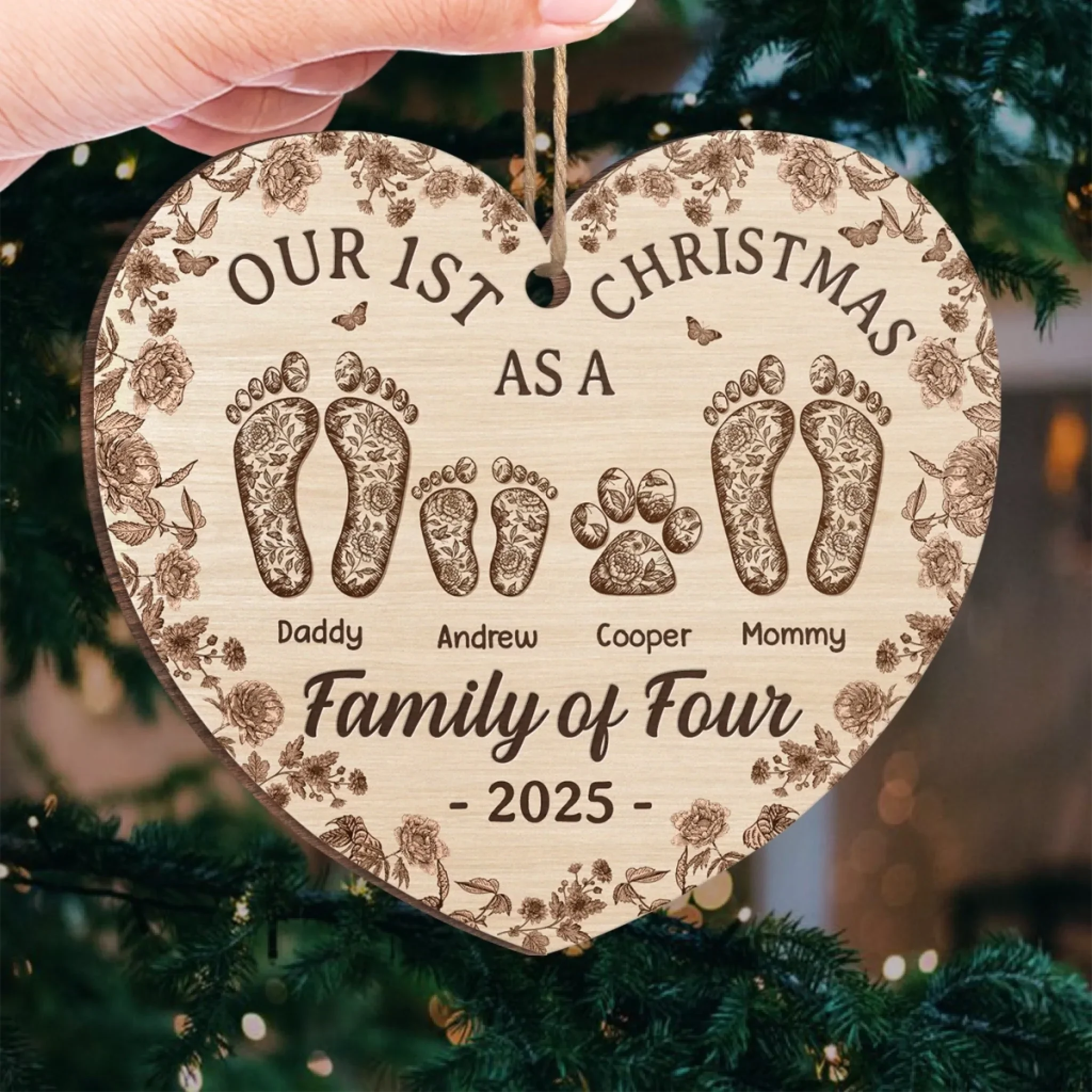 Custom Wood Ornament - Personalized Christmas Birthday Gifts For Mom, Dad, Kids - Home Is Together
