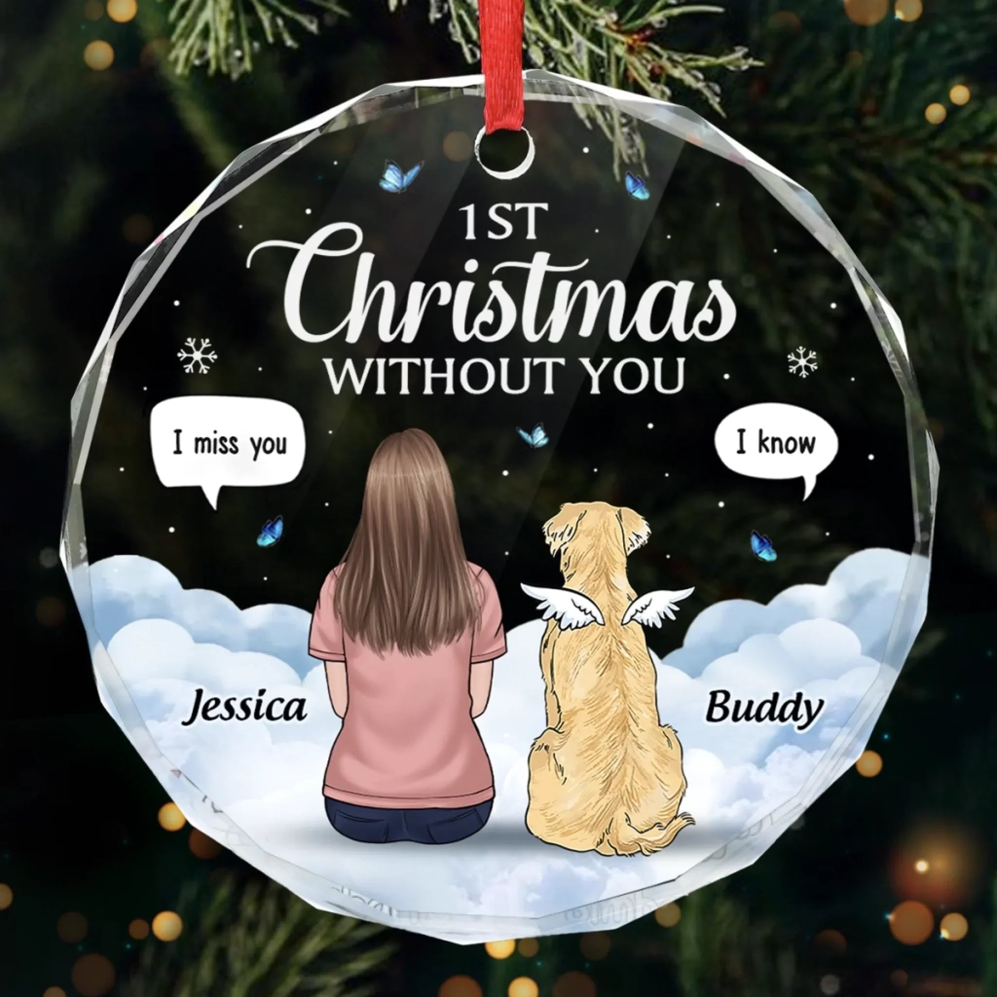 Custom Circle Glass Ornament - Personalized Pet Christmas Memorial Sympathy Gifts For Dogs - Missing You Always