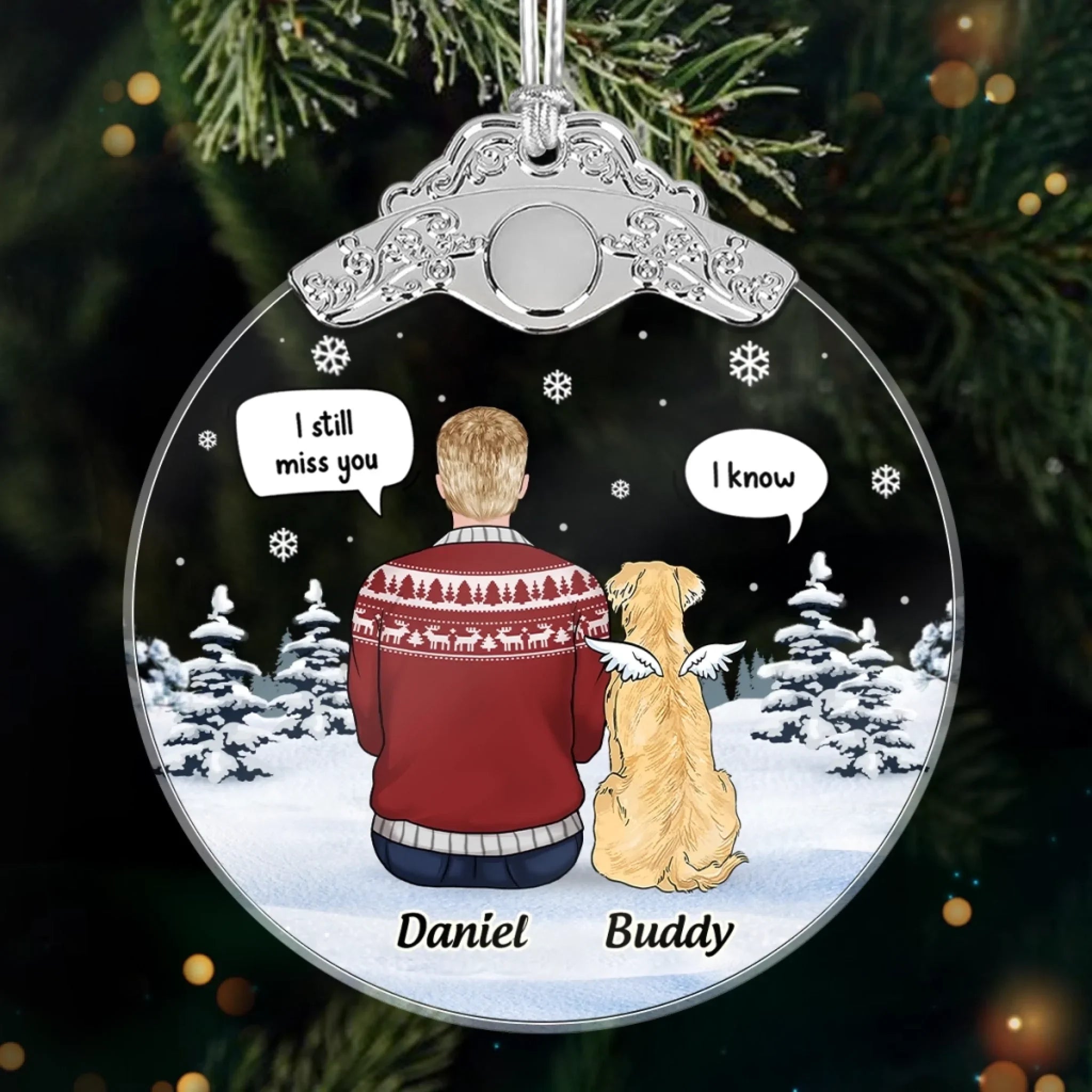 Custom Glass Ornament - Personalized Pet Christmas Memorial Sympathy Gifts For Dogs - Love Never Leaves