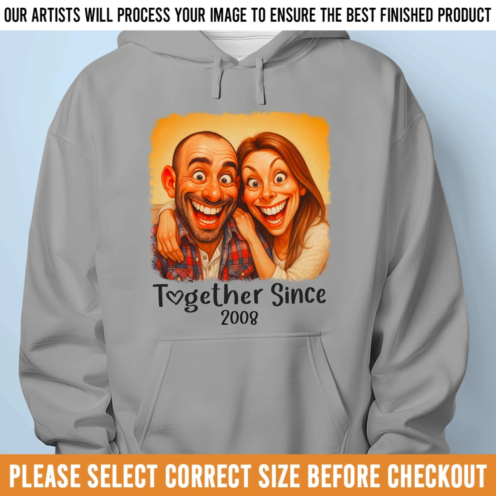 Custom Photo Funny Caricature Unisex T-shirt, Premium T-shirt, Hoodie - Personalized Anniversary Wedding Gifts For Husband And Wife, Him And Her - No Givebacks, Just Give Love