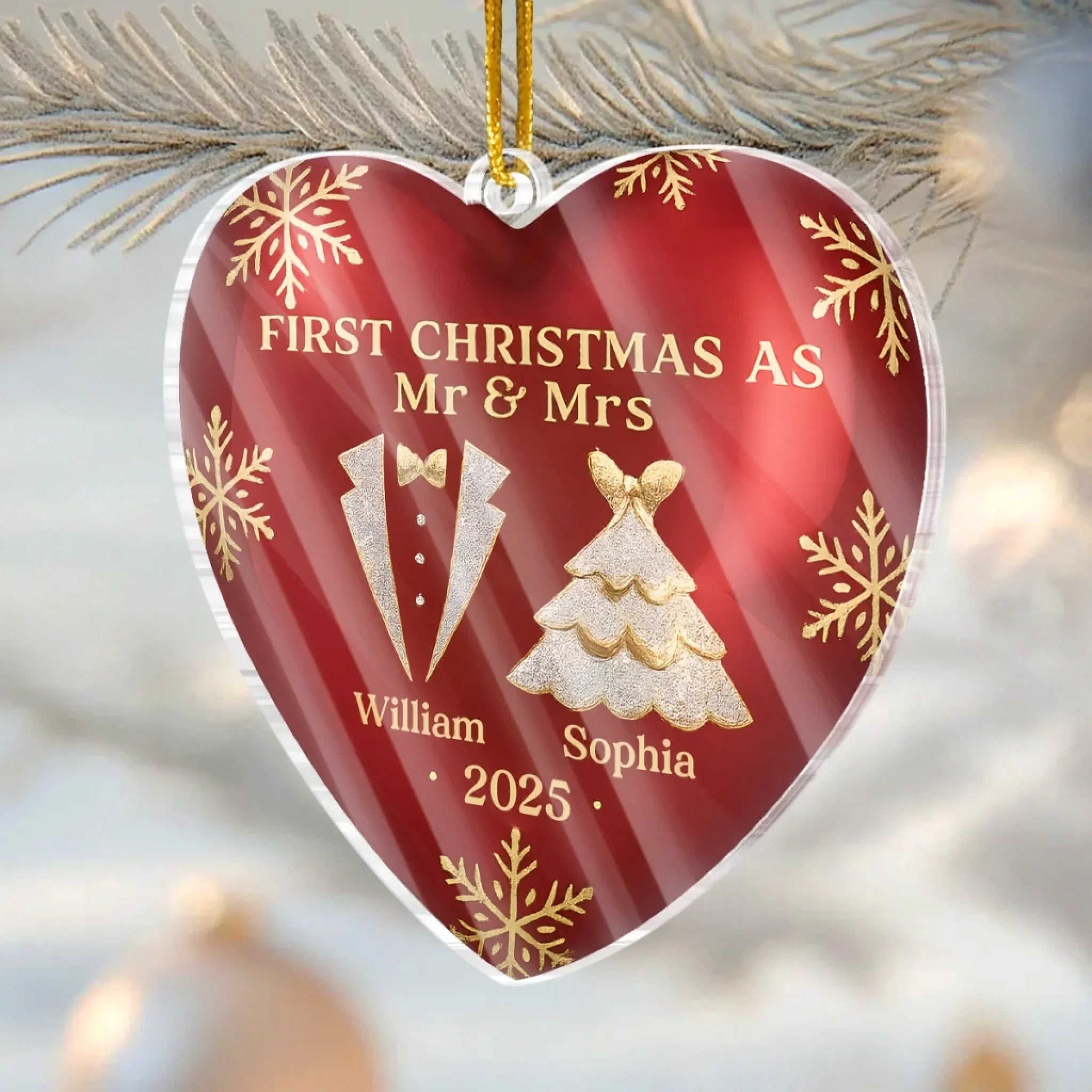 Custom Acrylic Ornament - Personalized Anniversary Christmas Wedding Gifts For Husband And Wife, Him And Her - Love Wrapped In Our First Christmas