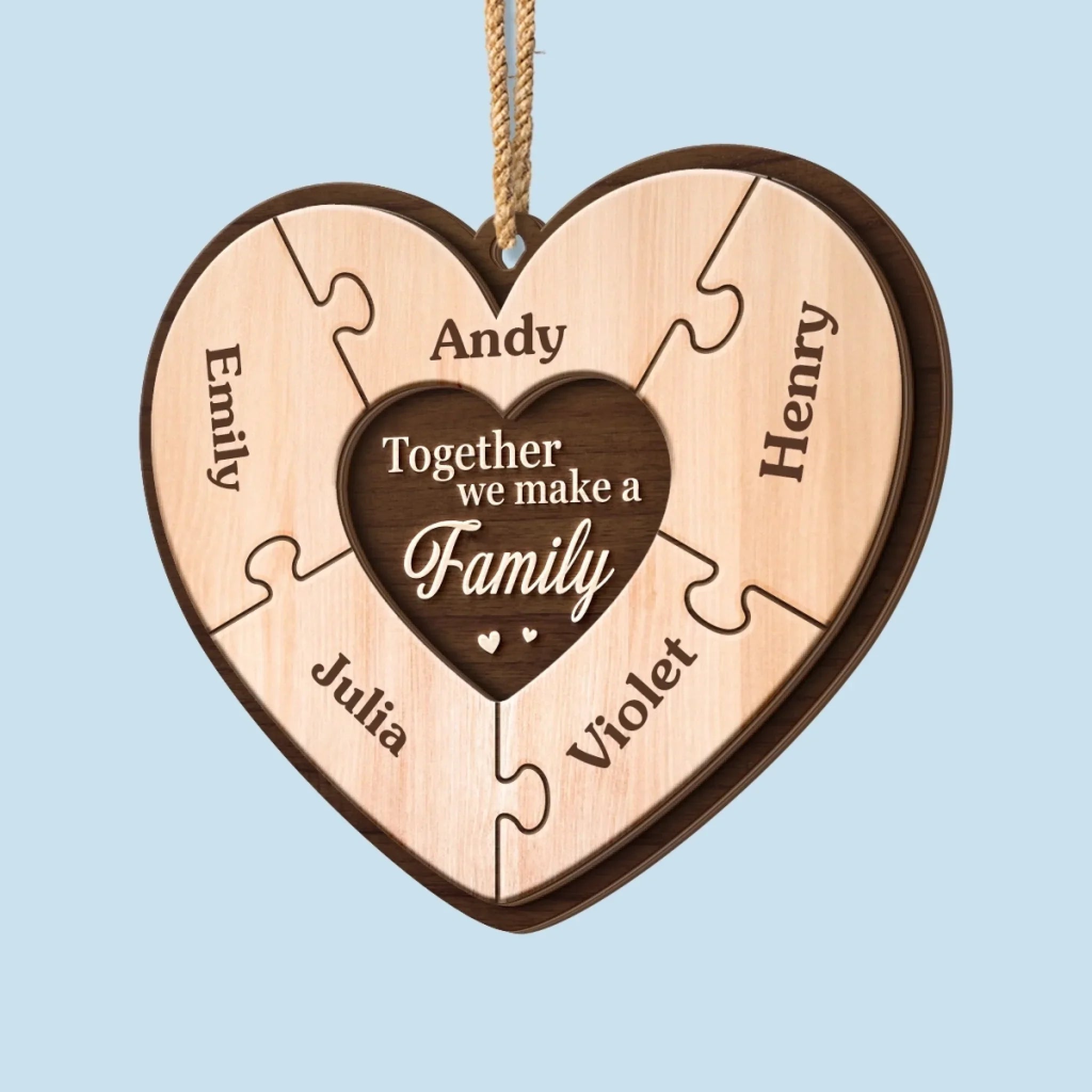 Custom Double Layer Wooden Ornament - Personalized Christmas Birthday Gifts For Mom, Dad, Kids - Pieces Of Our Heart