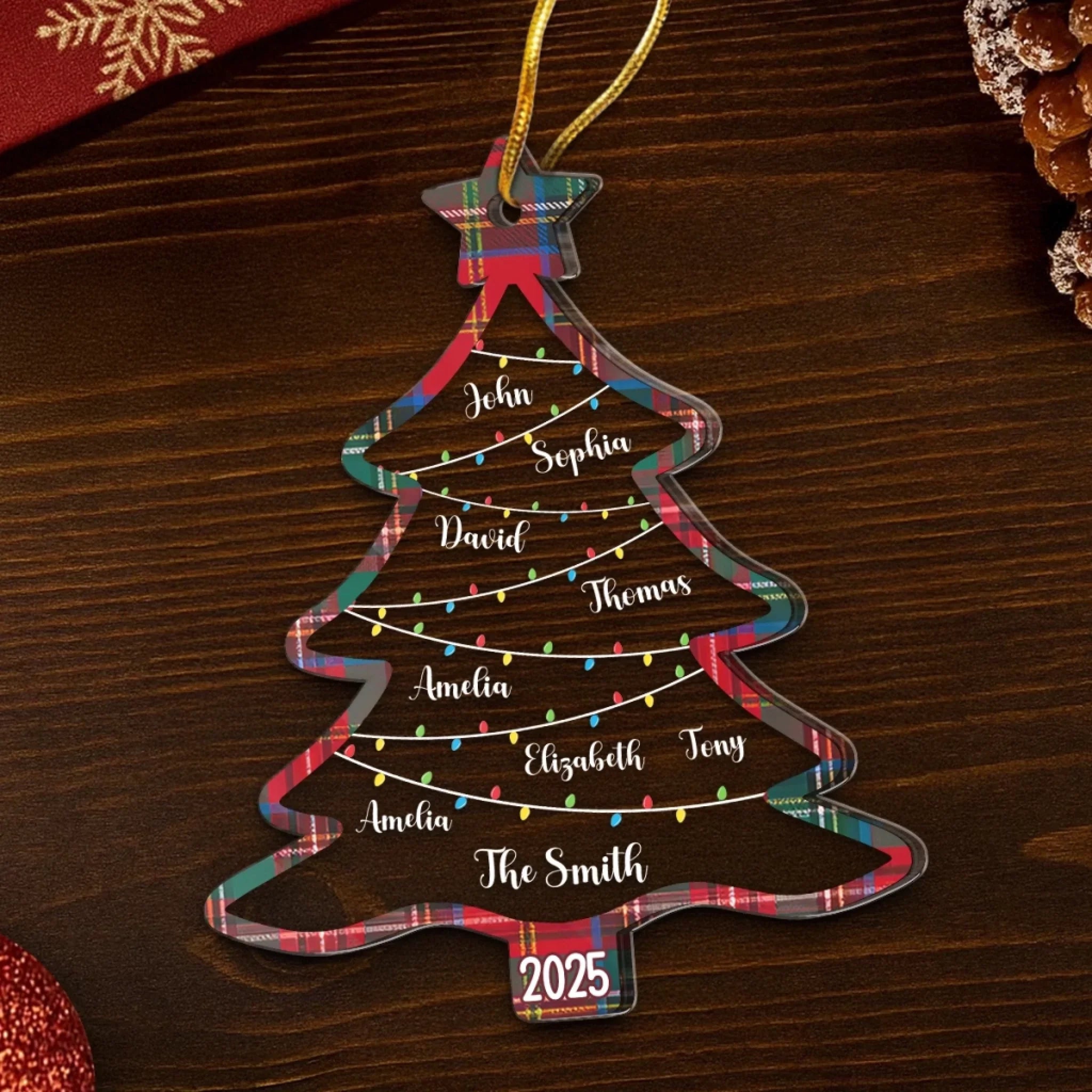 Custom Acrylic Ornament - Personalized Christmas Birthday Gifts For Mom, Dad, Kids - Family Roots, Festive Fruits
