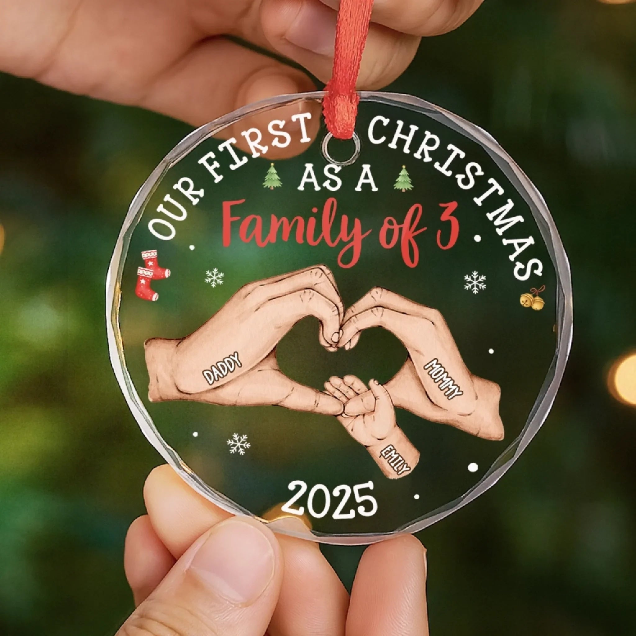 Custom Circle Glass Ornament - Personalized Christmas Birthday Gifts For Mom, Dad, Kids - Forever Our Little One