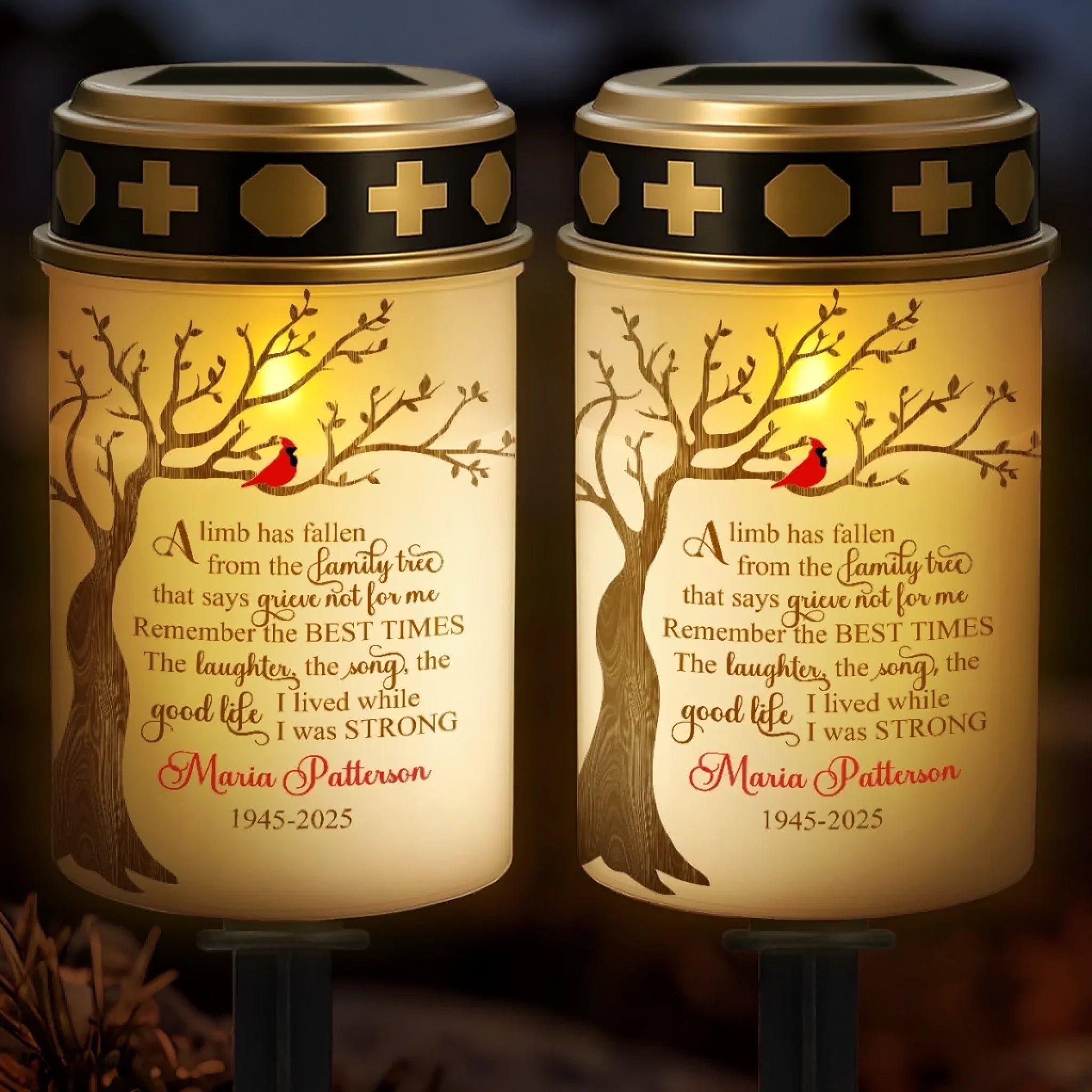 Custom Solar Stake Lights - Personalized Memorial Sympathy Gifts For Loss Of Mom, Dad - Love’s Light Never Fades