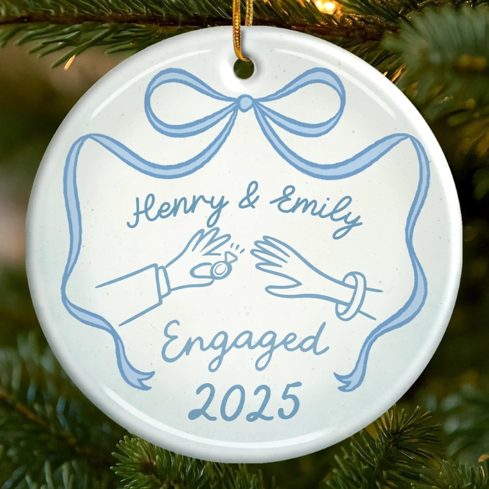 Custom Ceramic Ornament - Personalized Anniversary Christmas Wedding Gifts For Husband And Wife, Him And Her -  We Said Yes To Forever