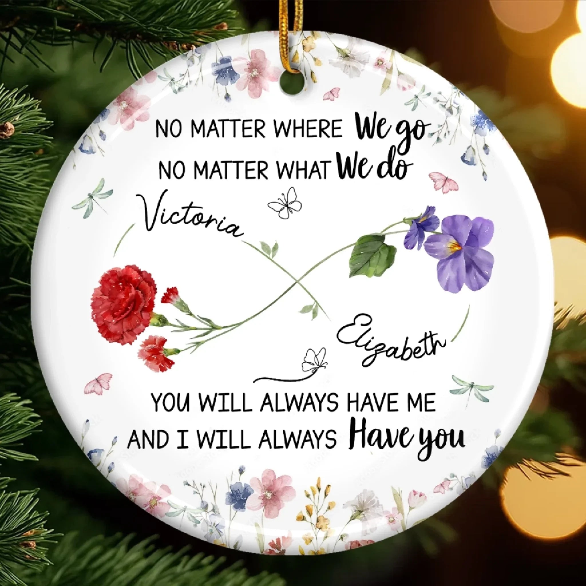 Custom Ceramic Ornament - Personalized Best Friend Christmas Birthday Gifts For Women, Besties, Sisters, BFF - Different Paths, Same Bond