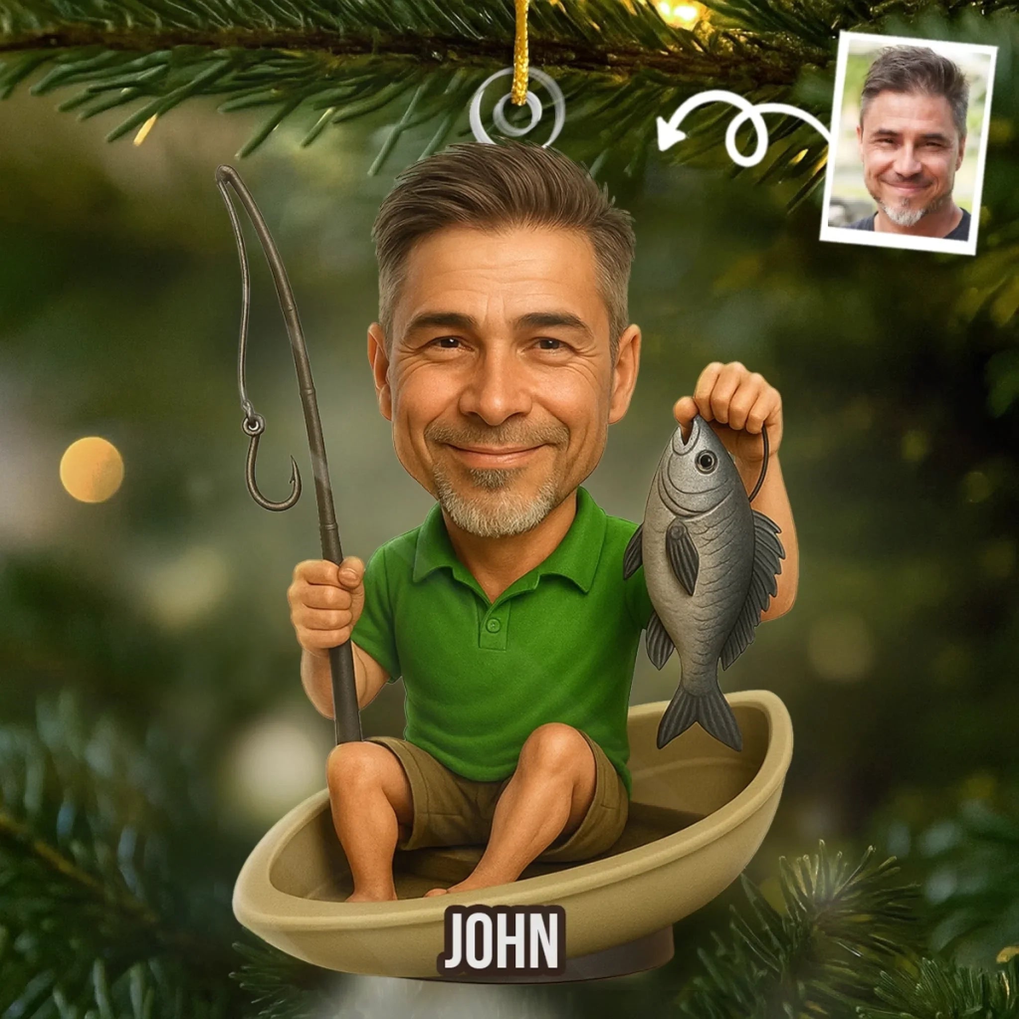 Custom Photo Acrylic Ornament - Personalized Christmas Birthday Fishing Gifts For Fisherman - Catch Of The Day