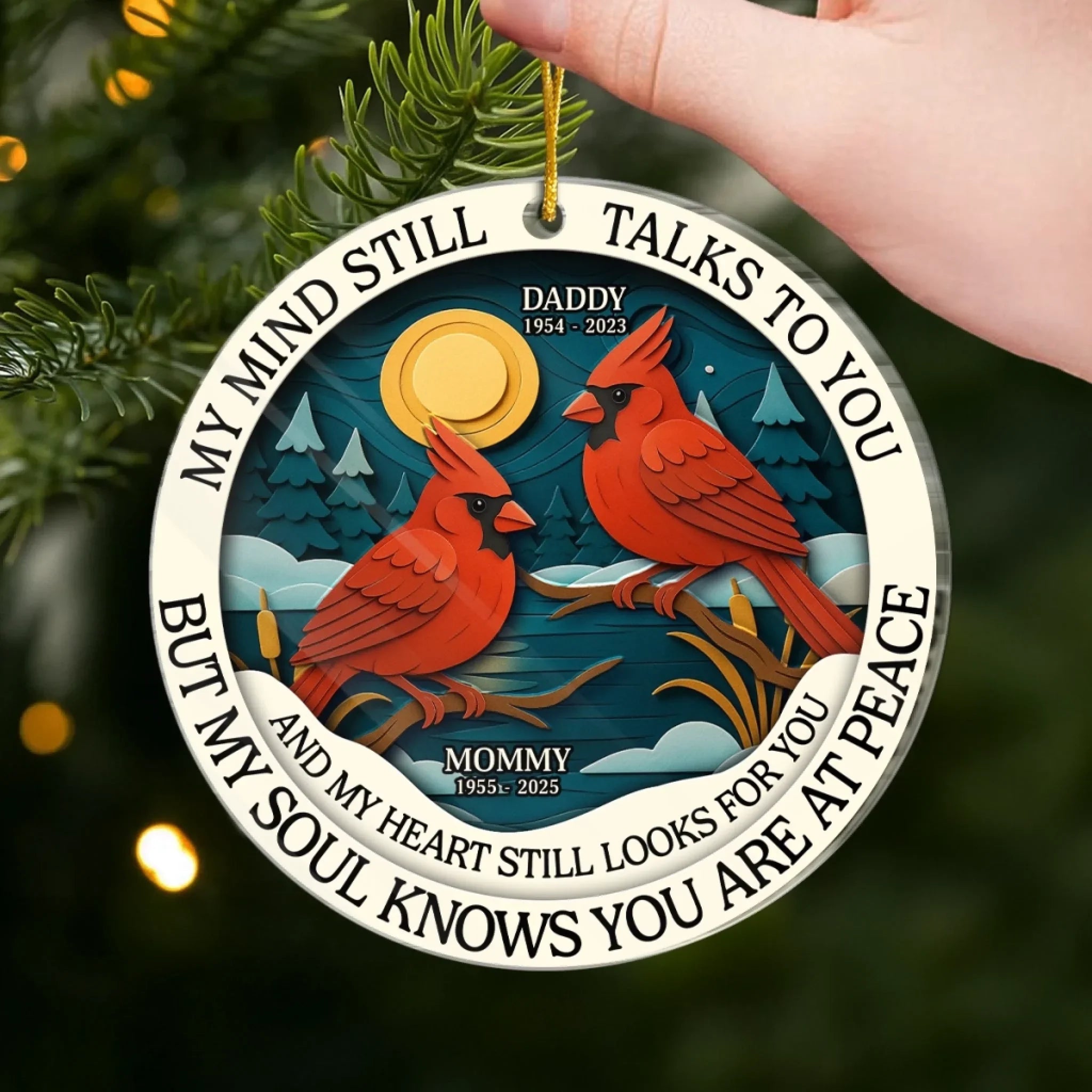 Custom Acrylic Ornament - Personalized Christmas Memorial Sympathy Gifts For Loss Of Mom, Dad - Never Gone From Me