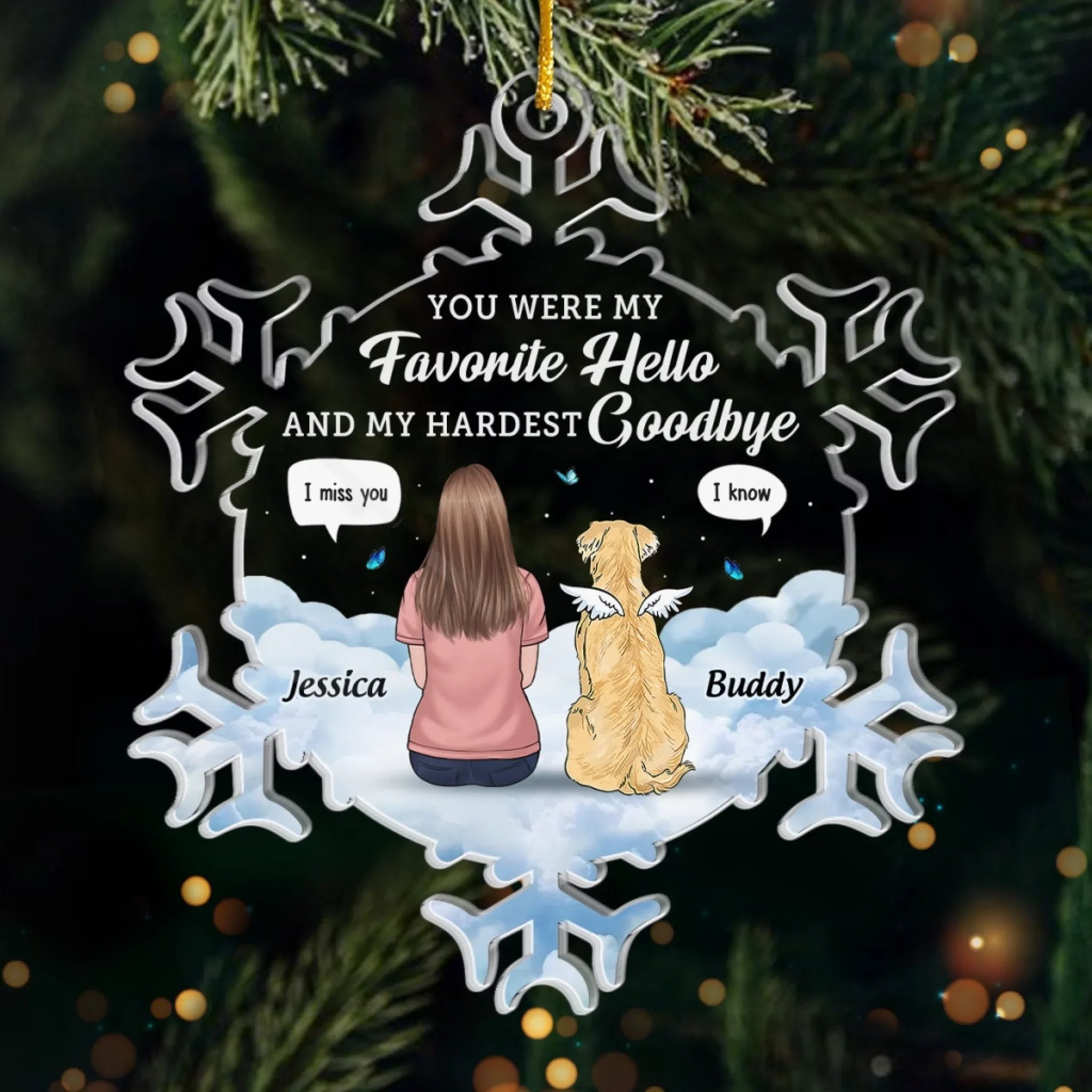 Custom Acrylic Ornament - Personalized Pet Christmas Memorial Sympathy Gifts For Dogs - Your Love Lives On