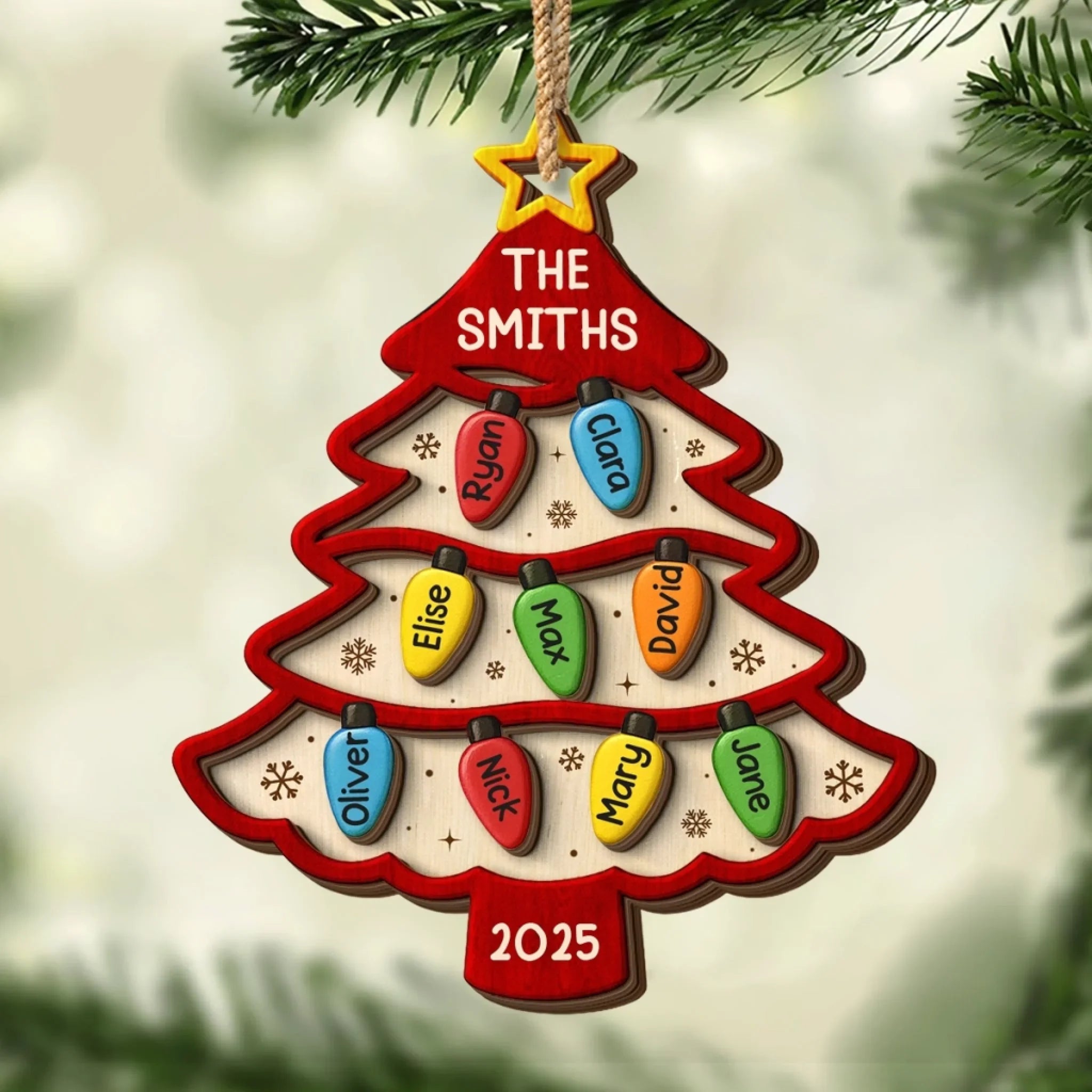 Custom Double Layer Wooden Ornament - Personalized Christmas Birthday Gifts For Mom, Dad, Kids - The Best Gift Is Family