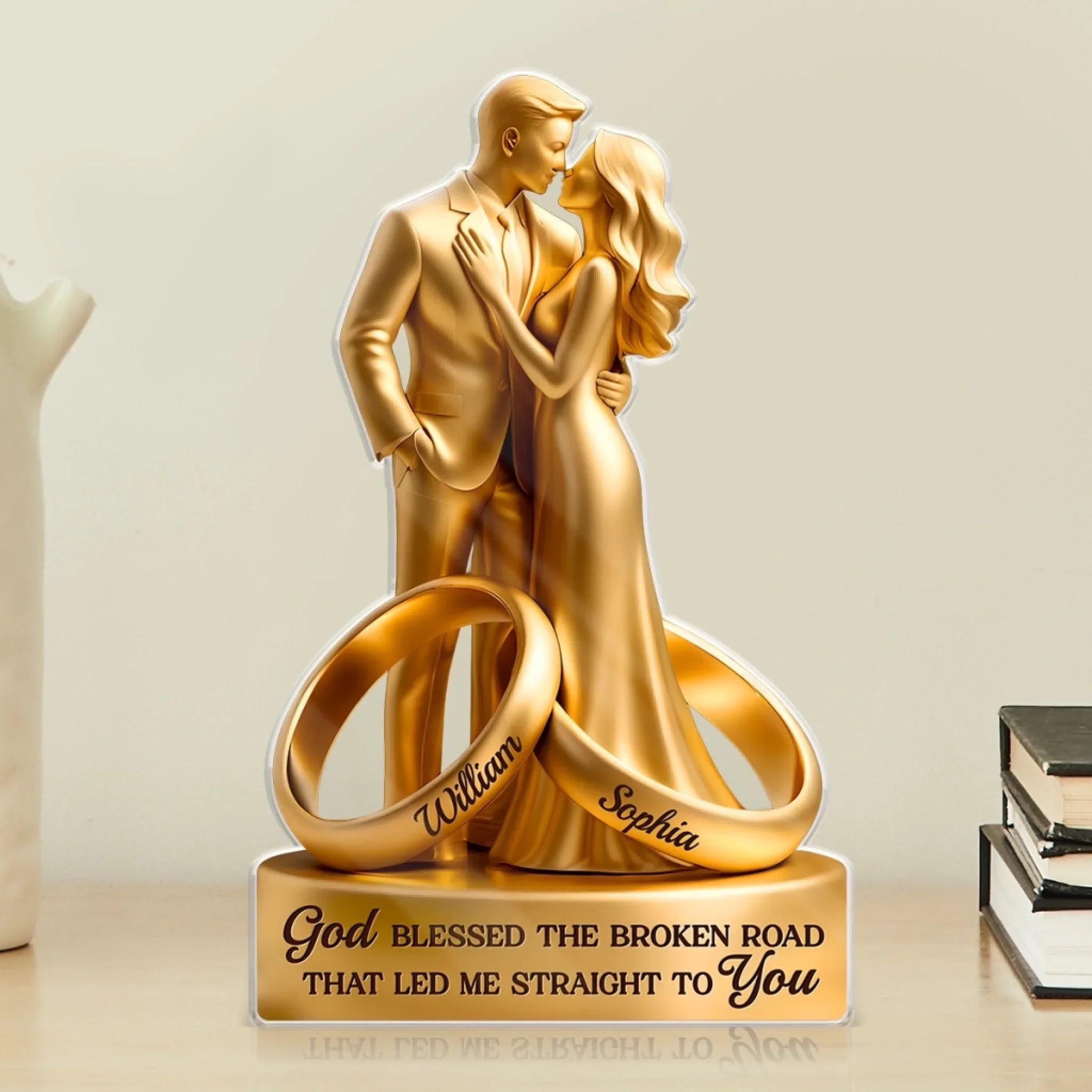 Custom Acrylic Plaque - Personalized Anniversary Wedding Gifts For Husband And Wife, Him And Her - With You, I Am Complete