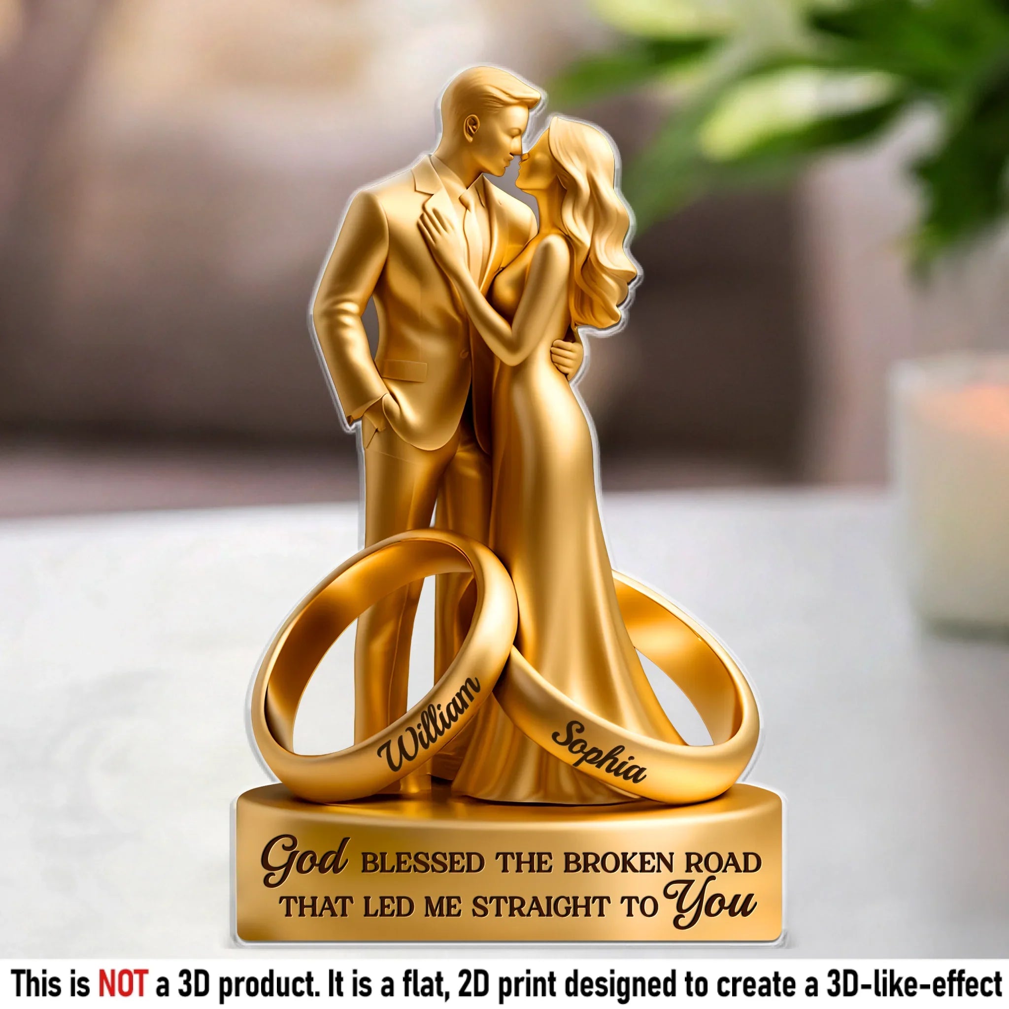 Custom Acrylic Plaque - Personalized Anniversary Wedding Gifts For Husband And Wife, Him And Her - With You, I Am Complete