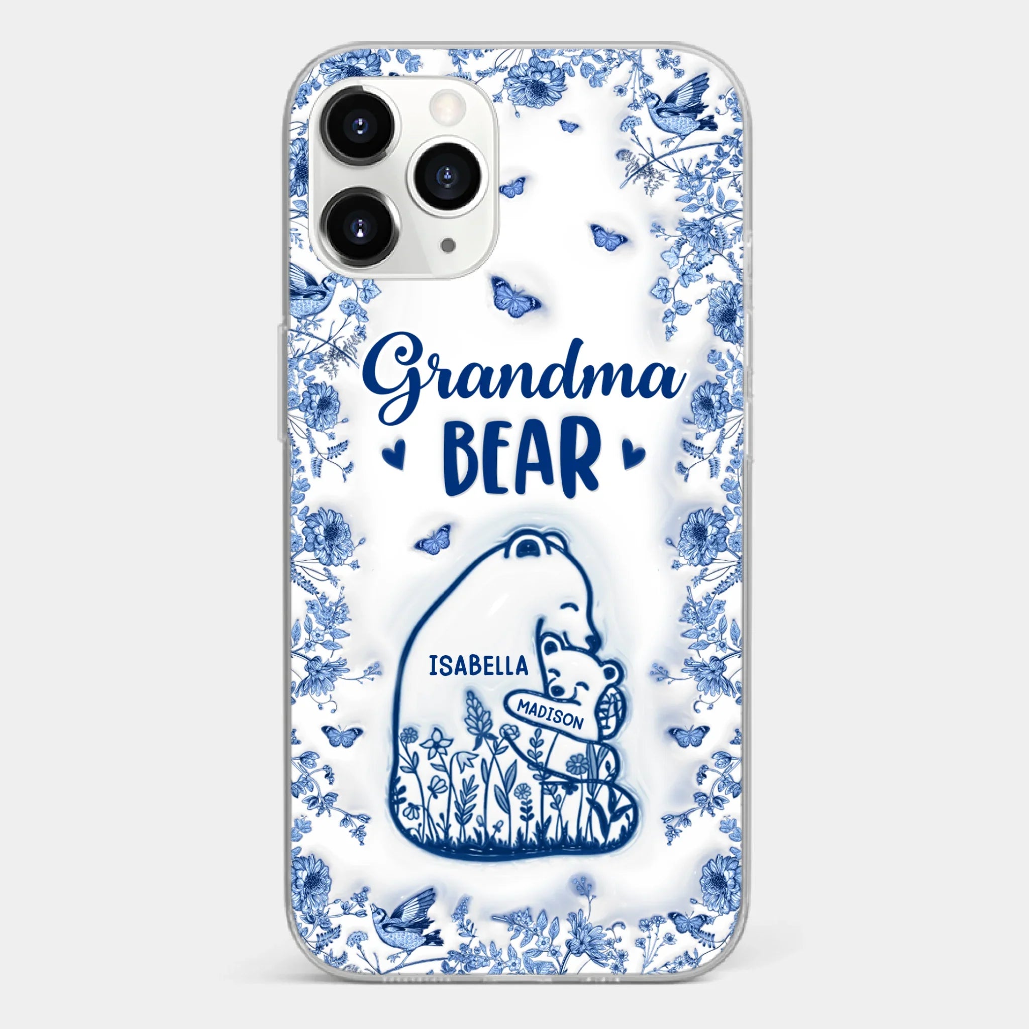 Custom 3D Inflated Effect Printed Clear Phone Case - Personalized Birthday Gifts For Mom, Grandma - Love You Beary Much