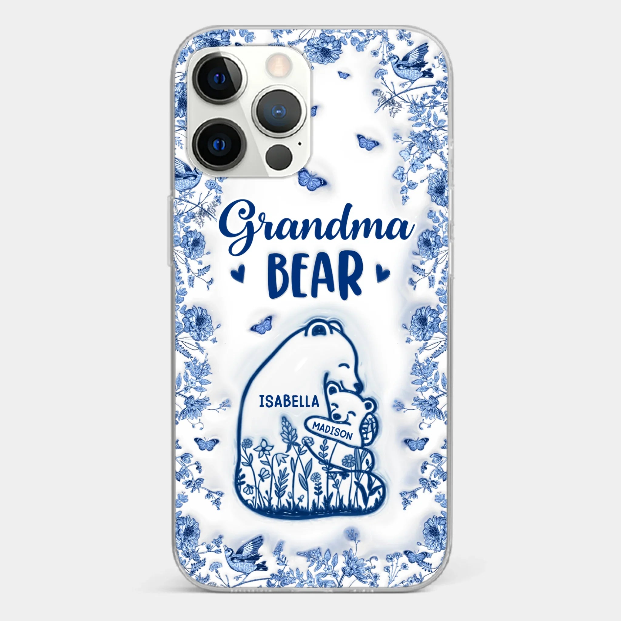 Custom 3D Inflated Effect Printed Clear Phone Case - Personalized Birthday Gifts For Mom, Grandma - Love You Beary Much