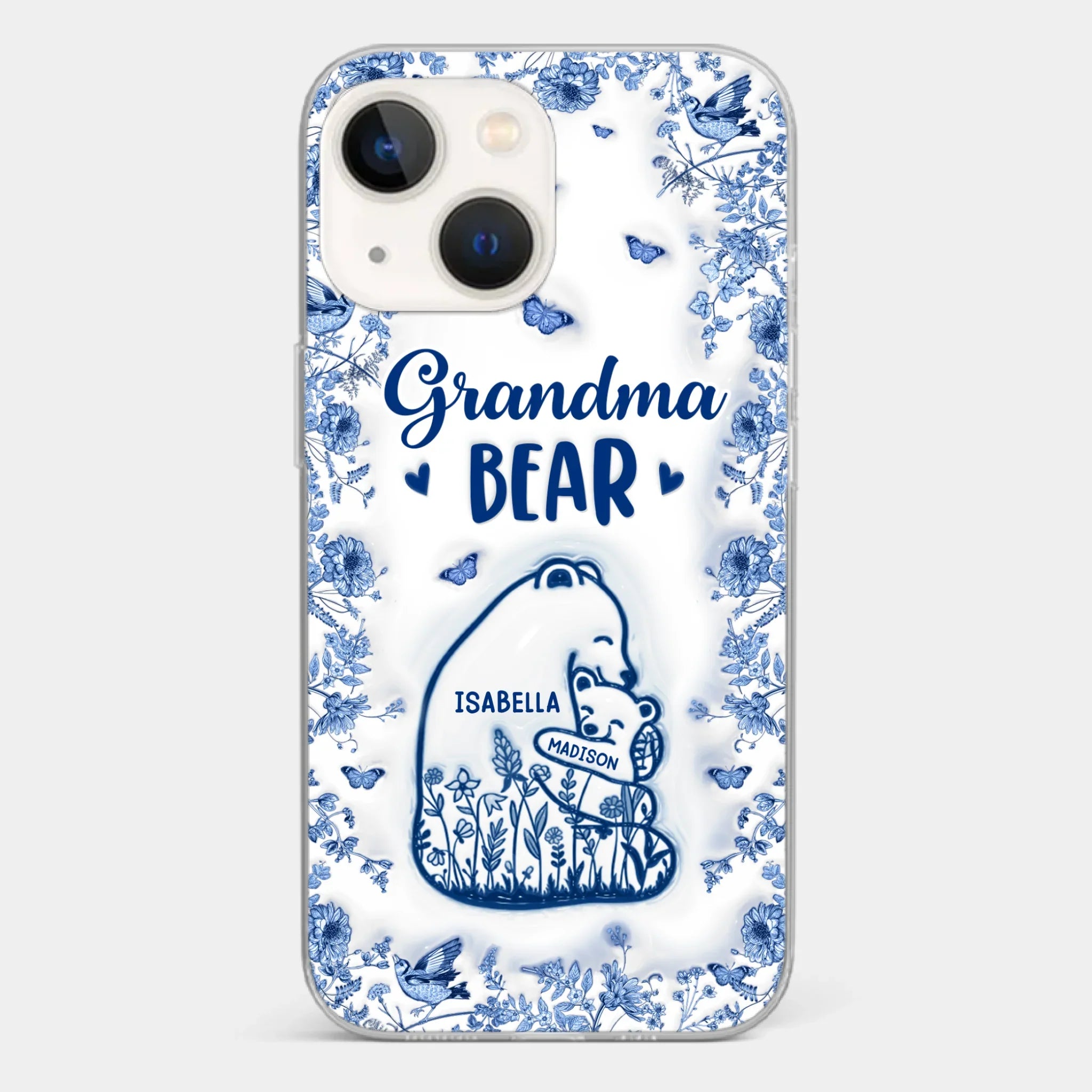 Custom 3D Inflated Effect Printed Clear Phone Case - Personalized Birthday Gifts For Mom, Grandma - Love You Beary Much