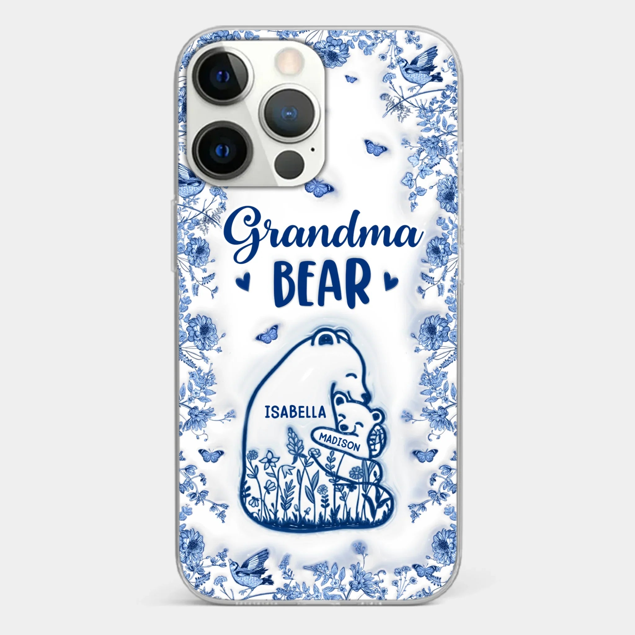 Custom 3D Inflated Effect Printed Clear Phone Case - Personalized Birthday Gifts For Mom, Grandma - Love You Beary Much