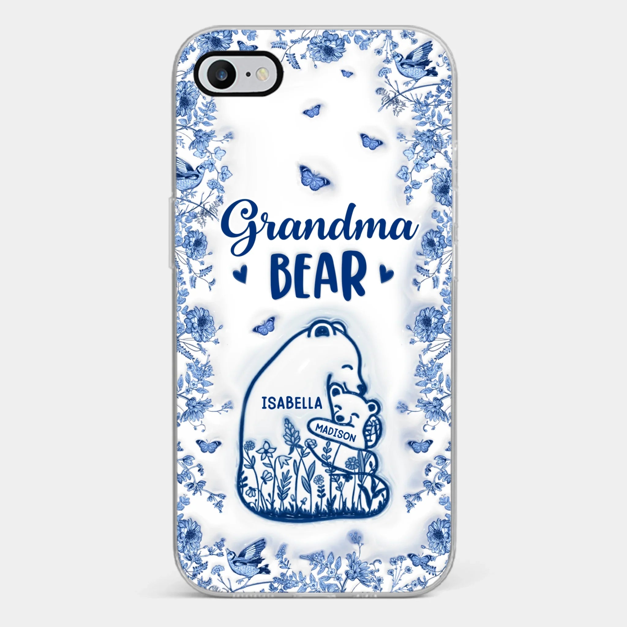 Custom 3D Inflated Effect Printed Clear Phone Case - Personalized Birthday Gifts For Mom, Grandma - Love You Beary Much