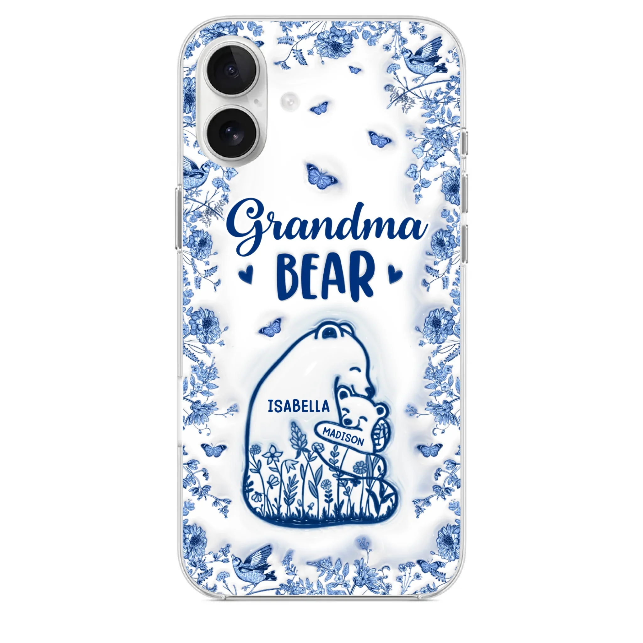 Custom 3D Inflated Effect Printed Clear Phone Case - Personalized Birthday Gifts For Mom, Grandma - Love You Beary Much