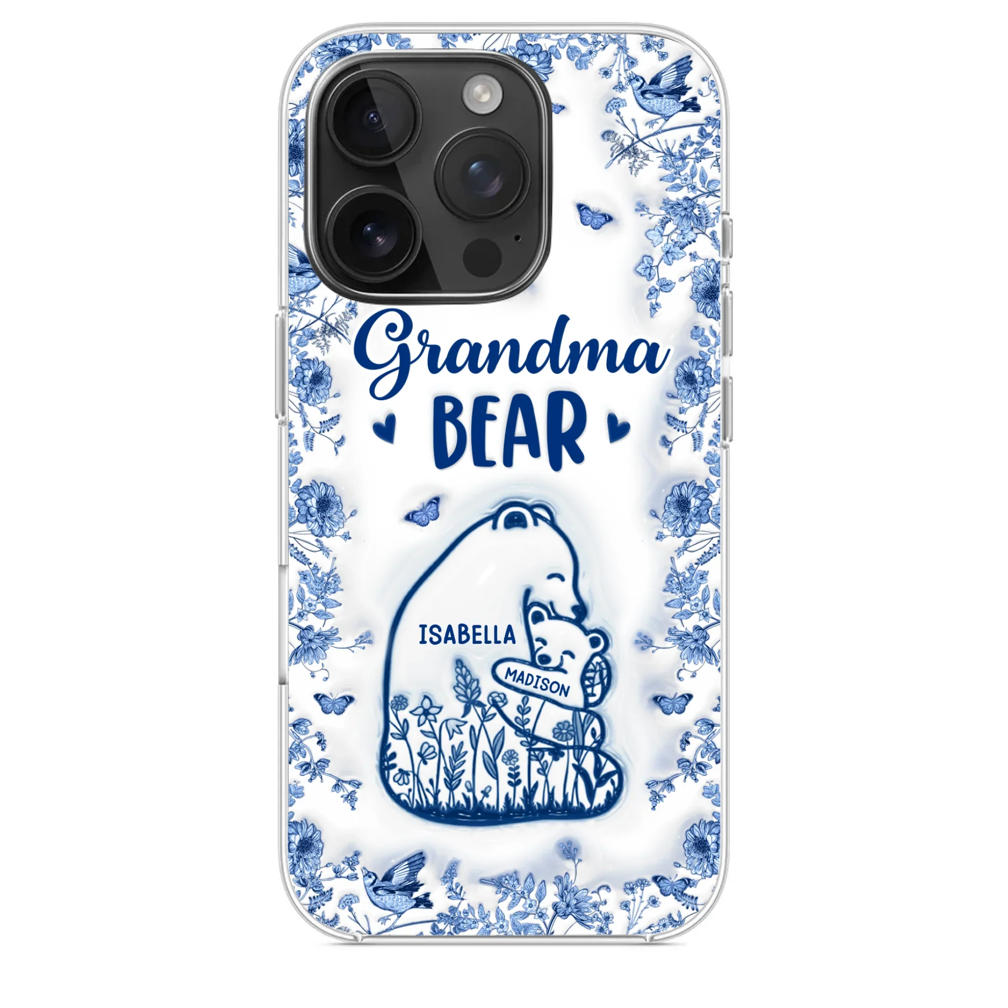 Custom 3D Inflated Effect Printed Clear Phone Case - Personalized Birthday Gifts For Mom, Grandma - Love You Beary Much