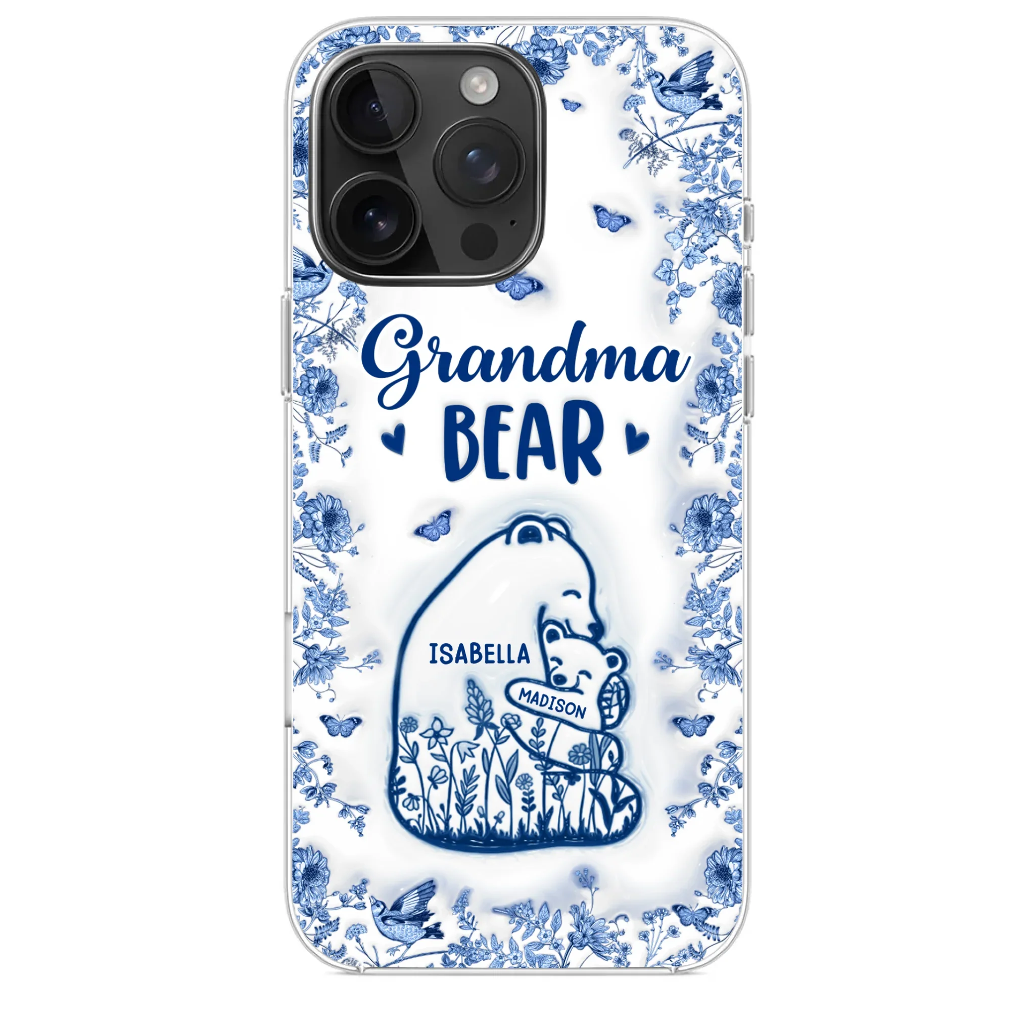 Custom 3D Inflated Effect Printed Clear Phone Case - Personalized Birthday Gifts For Mom, Grandma - Love You Beary Much