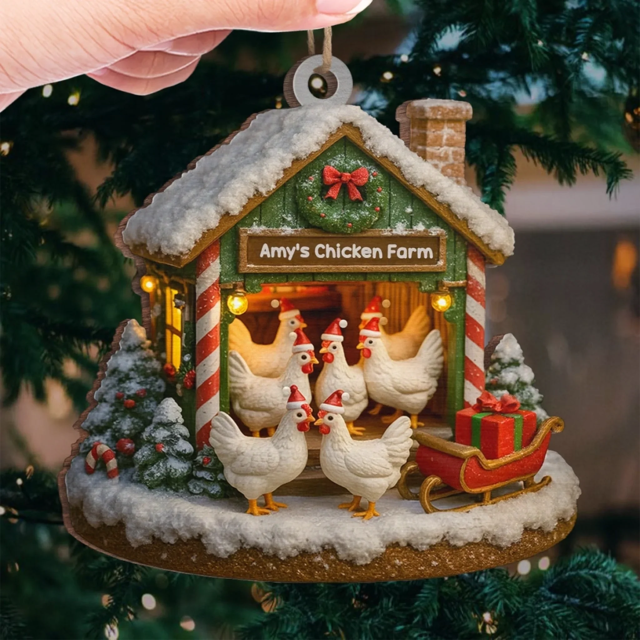 Custom Wood Ornament - Personalized Christmas Birthday Gifts For Women, Men - Merry Chickmas