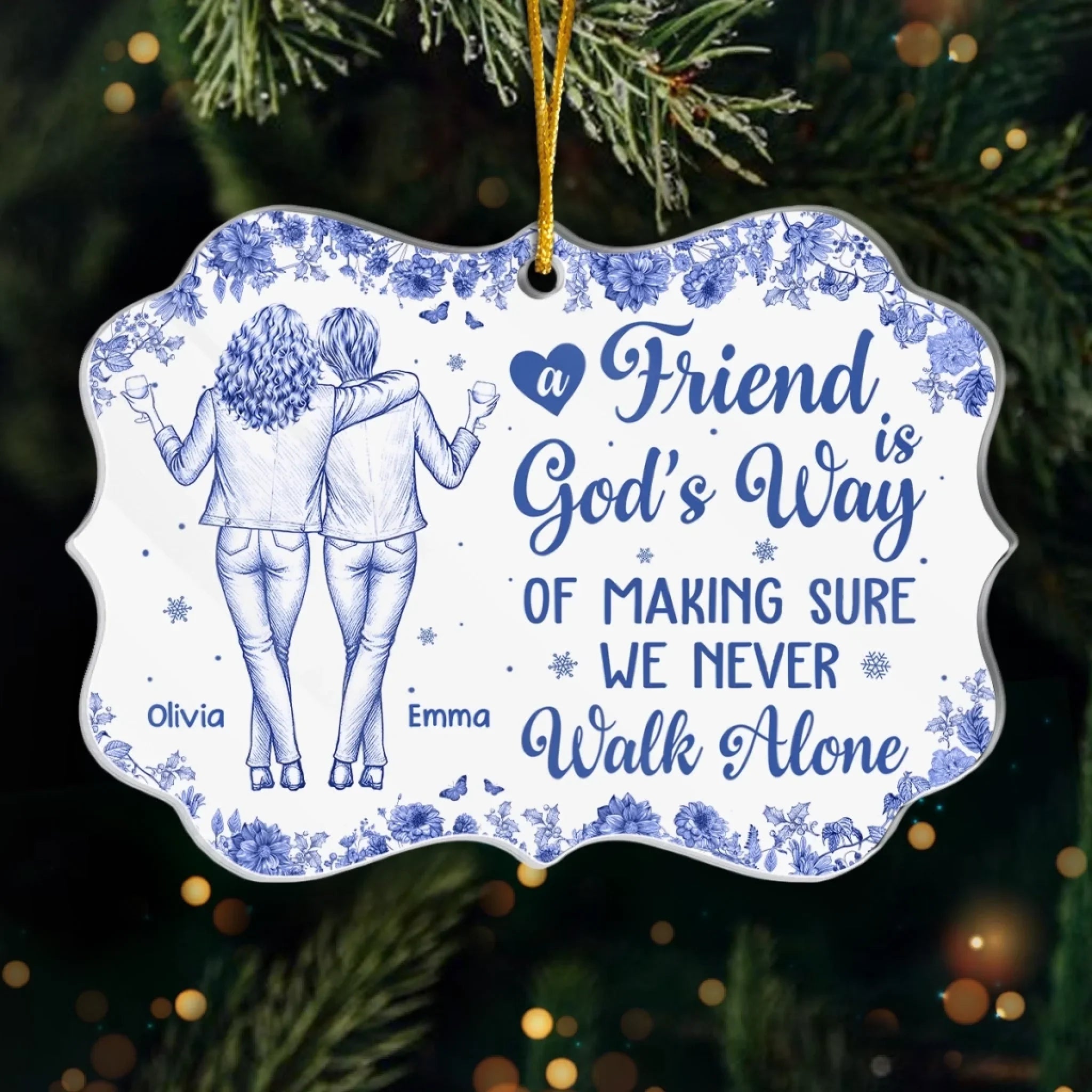 Custom Acrylic Ornament - Personalized Christmas Best Friend Birthday Gifts For Women, Besties, Sisters, BFF - Growing Old Side By Side
