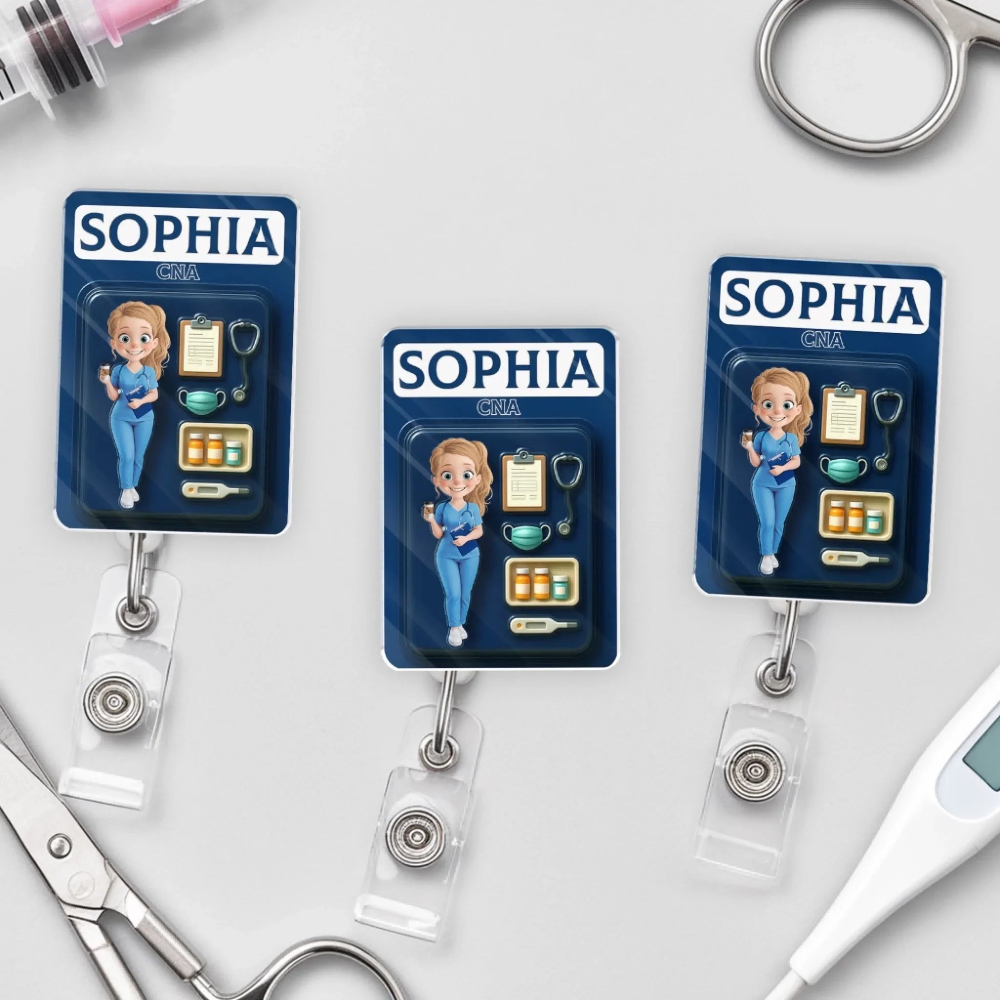 Custom Acrylic Badge Reel - Personalized Birthday Gifts For Nurse - Healthcare Hero On Duty