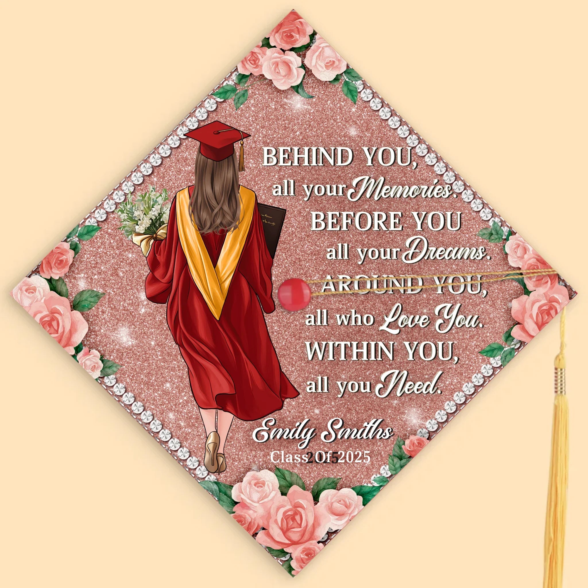 Behind You, All Your Memories - Family Personalized Custom Graduation Cap - Graduation Gift For Family Members, Siblings, Brothers, Sisters