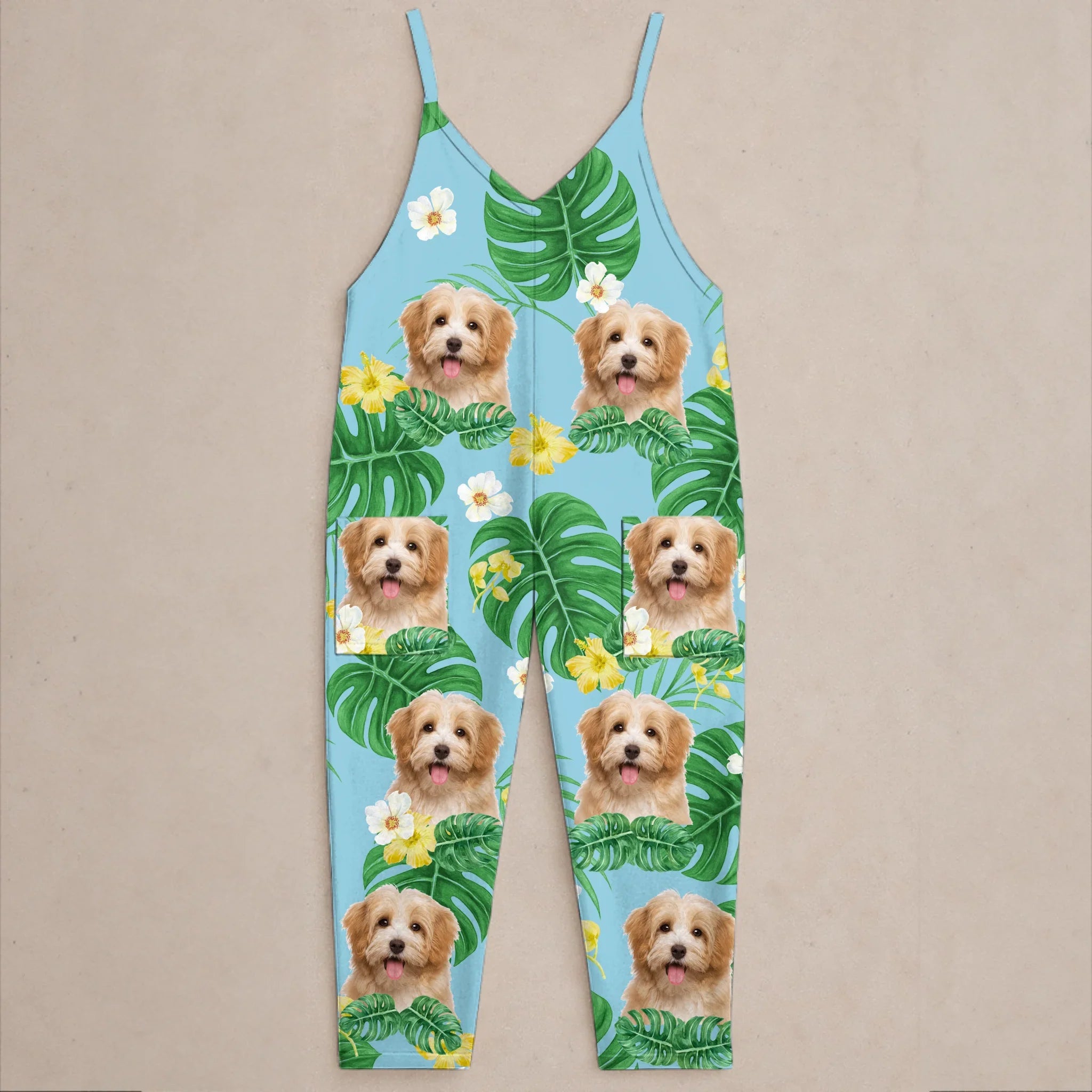 Custom Photo Casual Loose Overalls Jumpsuit - Personalized Summer Vacation And Travel Gifts For Dog Cat Lovers, Dog Dad And Mom, Cat Owners - Life’s Better With Fur