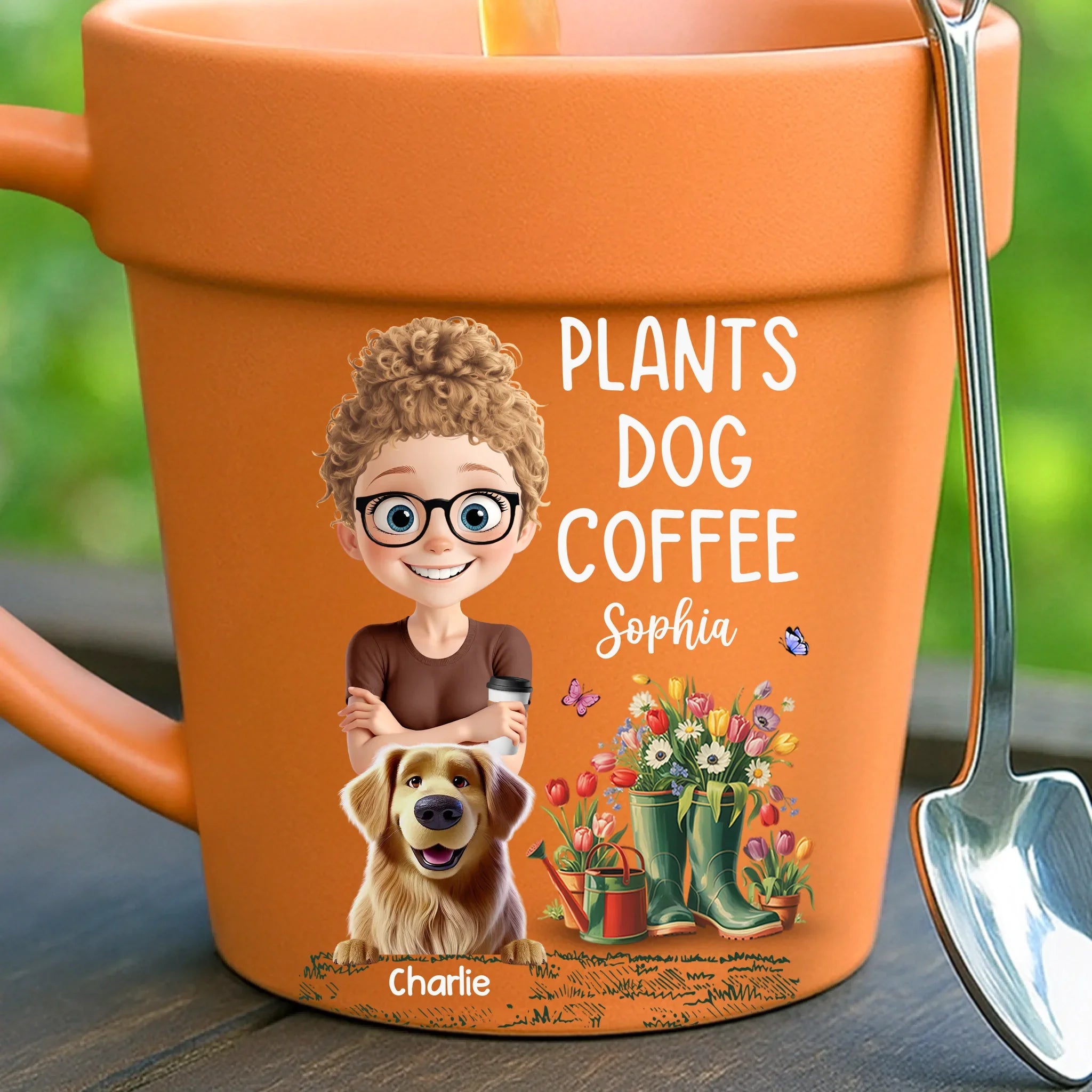 Custom Plant Pot Ceramic Mug - Personalized Garden Gifts For Gardeners, Dog Lovers, Dog Dad And Mom - Best Buds, Best Brews - Flower Pot Mug