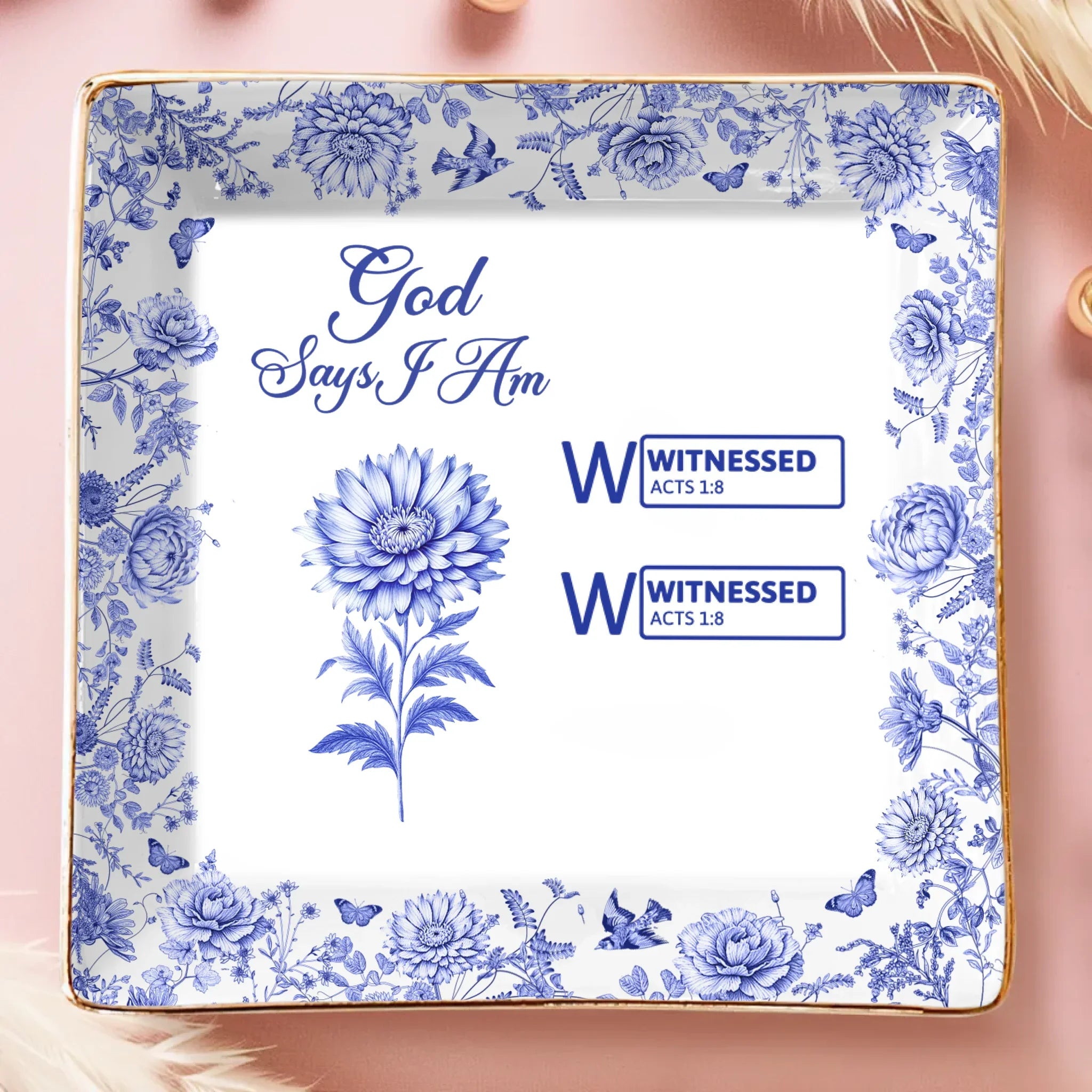 Custom Full-Print Jewelry Dish - Personalized Best Friend Birthday Gifts For Women, Besties, Sisters, BFF  - Blessed And Loved