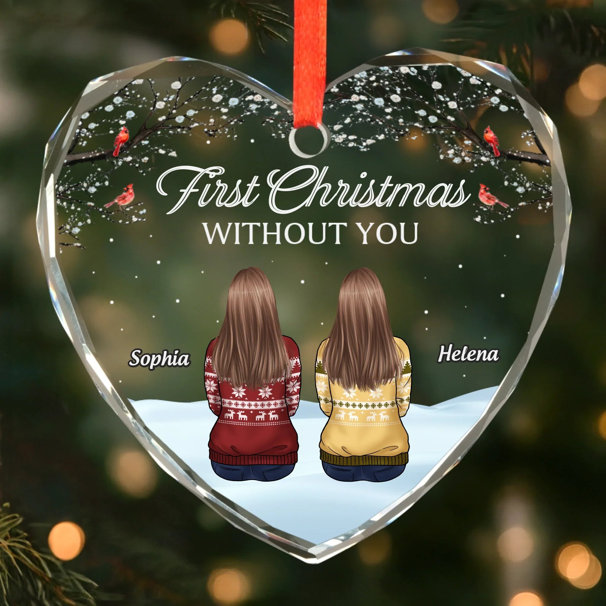 Custom Heart Glass Ornament - Personalized Memorial Sympathy Gifts For Loss Of Mom, Dad - Christmas In My Heart