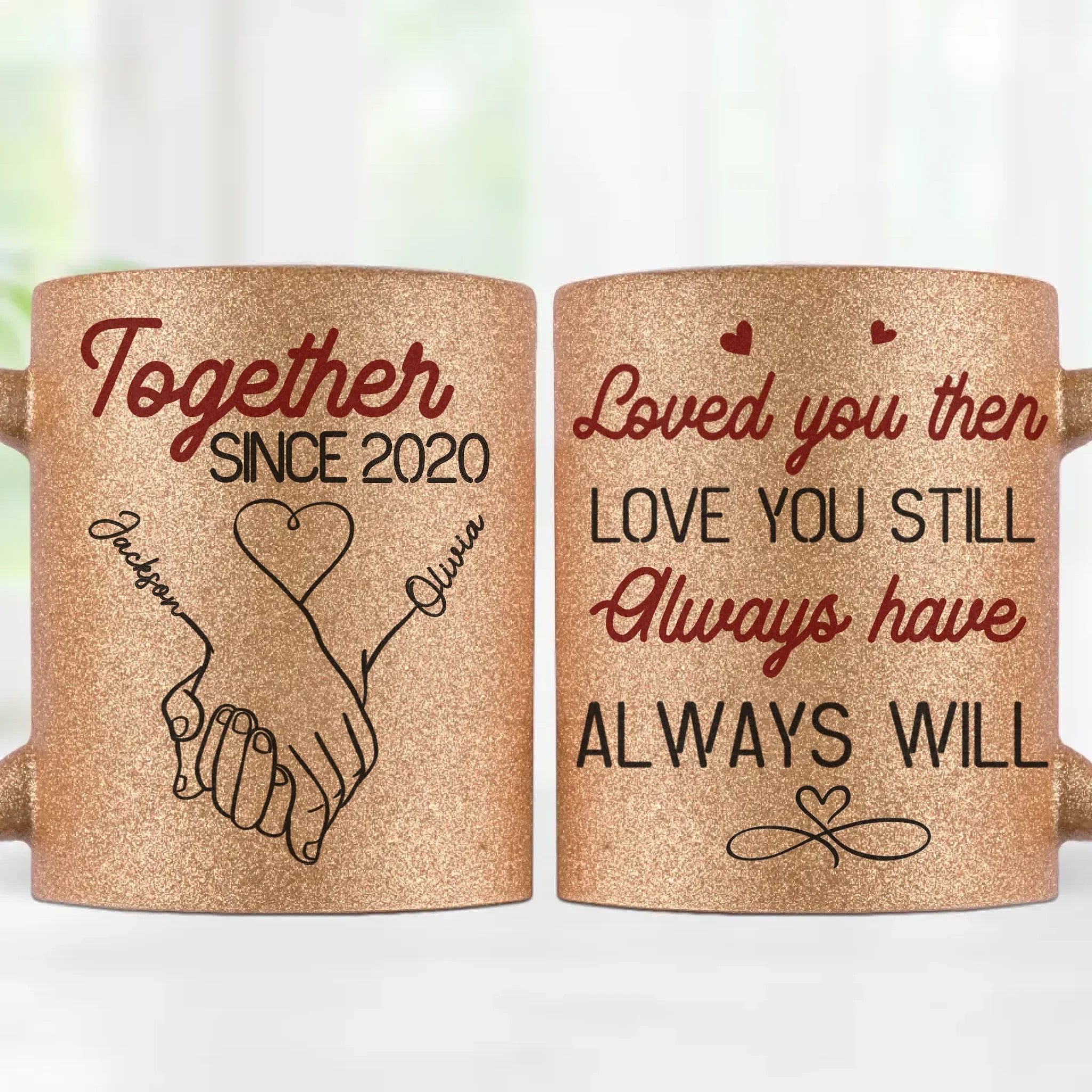 My Heart Clicks With Yours - Couple Personalized Custom Metallic Mug - Gift For Husband Wife, Anniversary