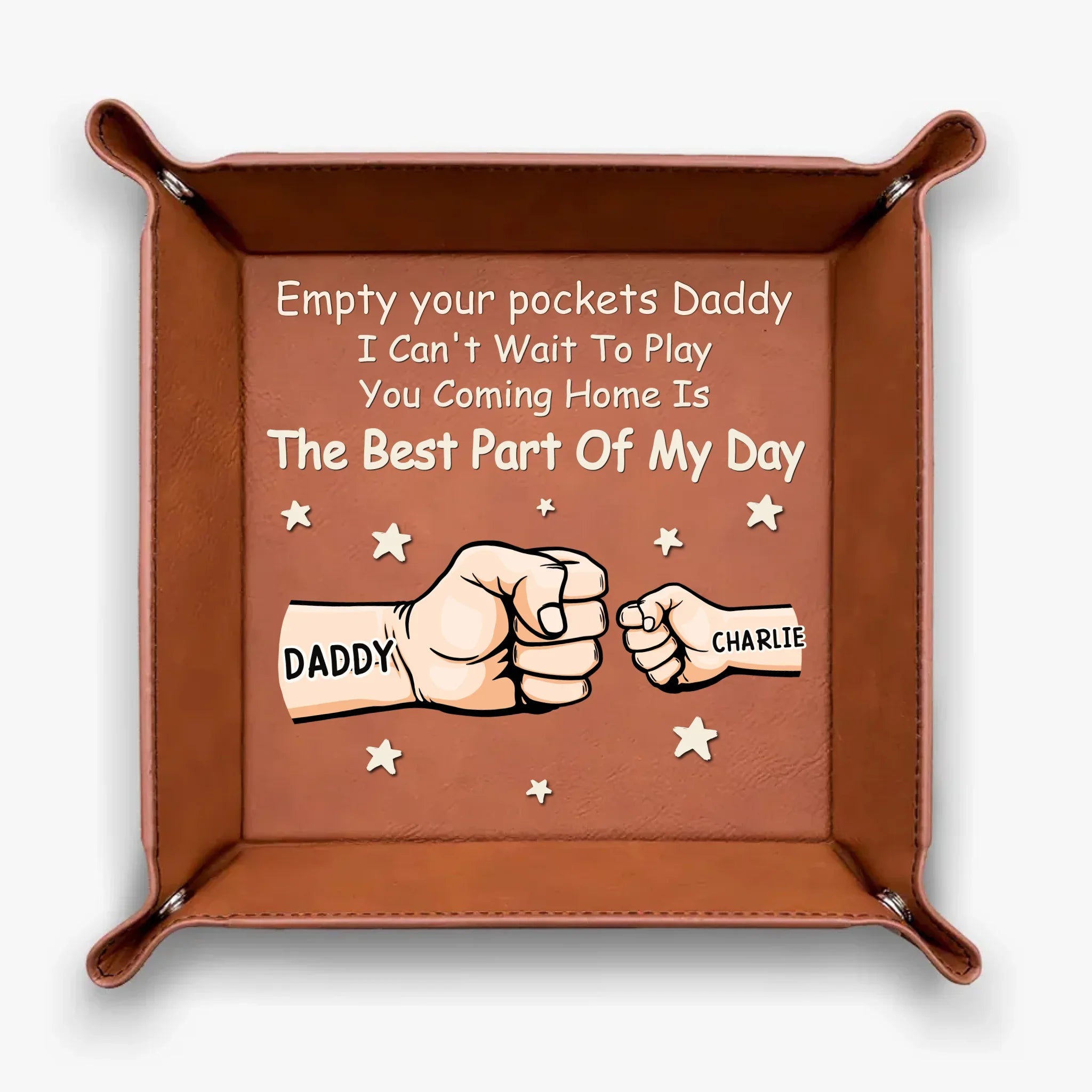 Dad’s Pocket Drop Zone - Family Personalized Custom Leather Valet Tray - Father's Day, Gift For Dad, Grandpa