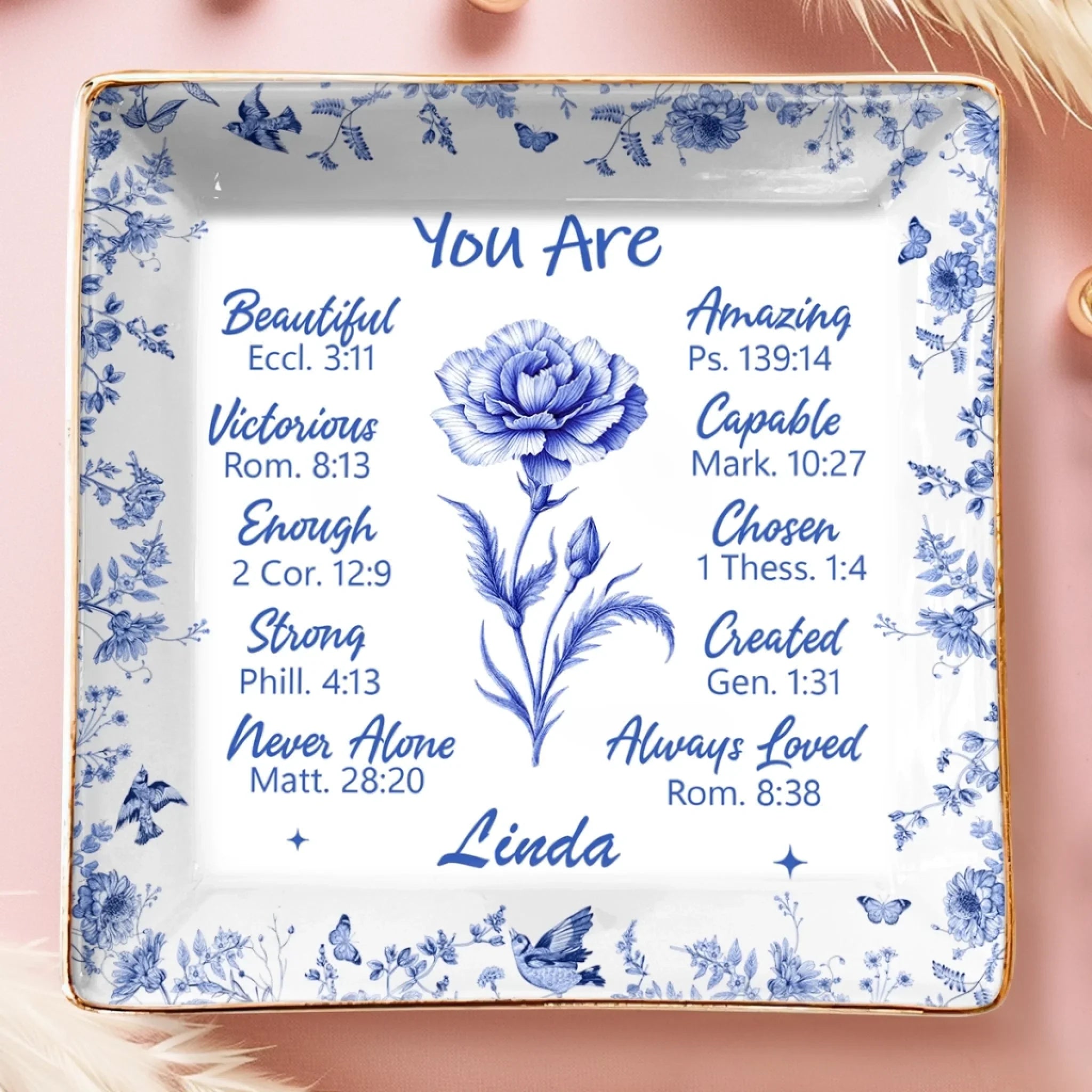 Custom Full-Print Jewelry Dish - Personalized Best Friend Birthday Gifts For Women, Besties, Sisters, BFF - Friends As Bright As Daisies