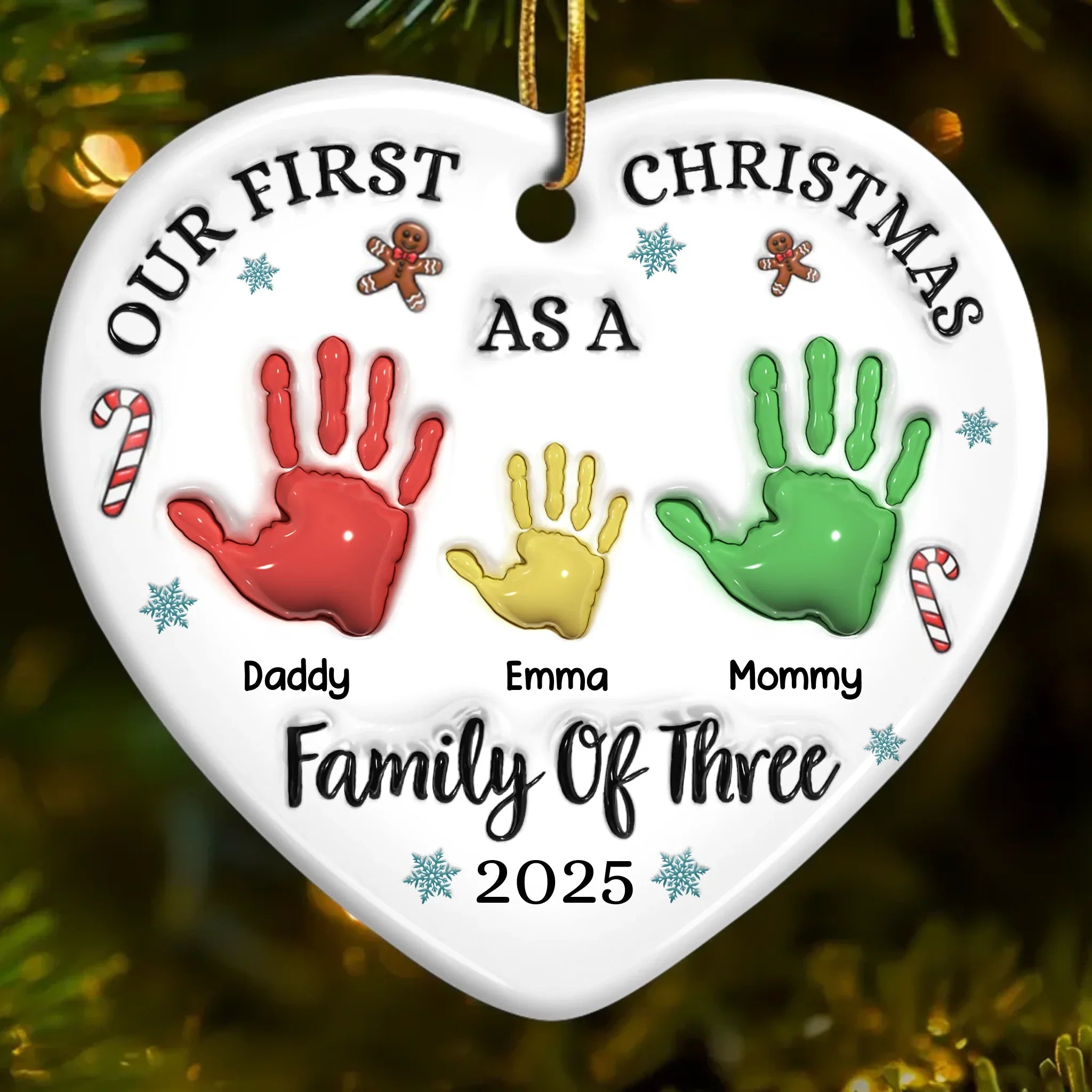 Custom Ceramic Ornament - Personalized Christmas Birthday Gifts For Mom, Dad, Kids - Together We Are Stronger copy