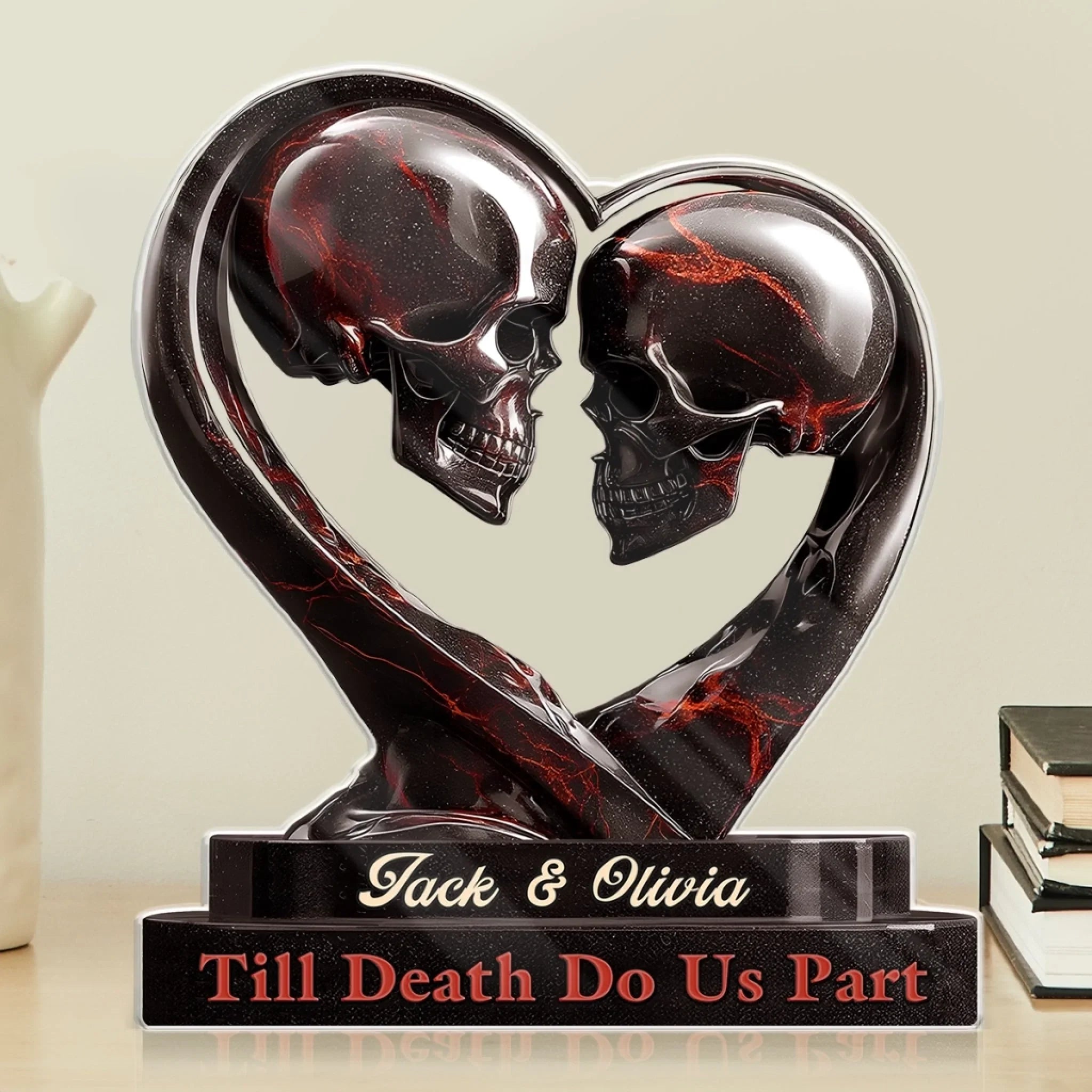 Custom Acrylic Plaque - Personalized Anniversary Wedding Gifts For Husband And Wife, Him And Her - Love Outlasts Time