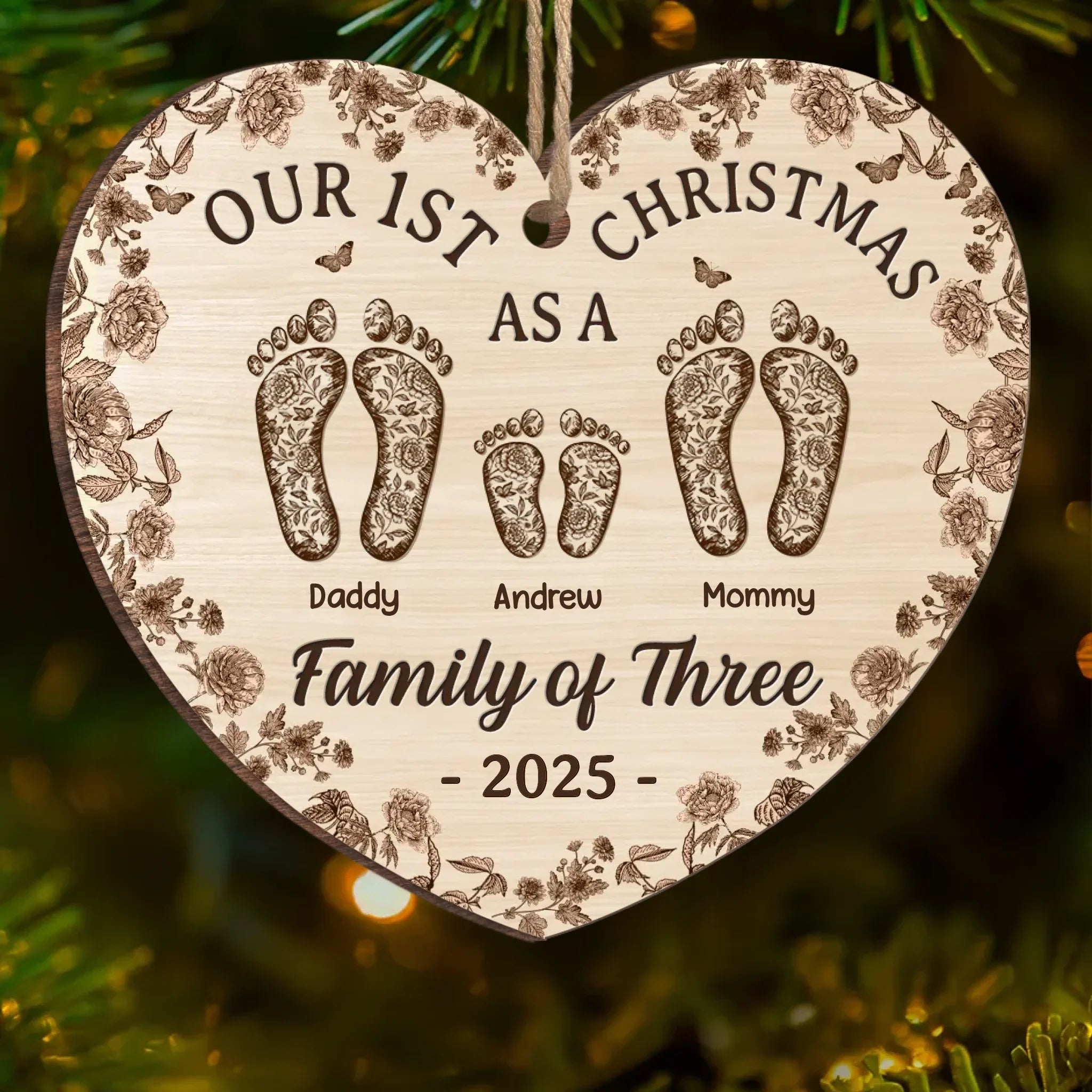 Custom Wood Ornament - Personalized Christmas Birthday Gifts For Mom, Dad, Kids - Home Is Together