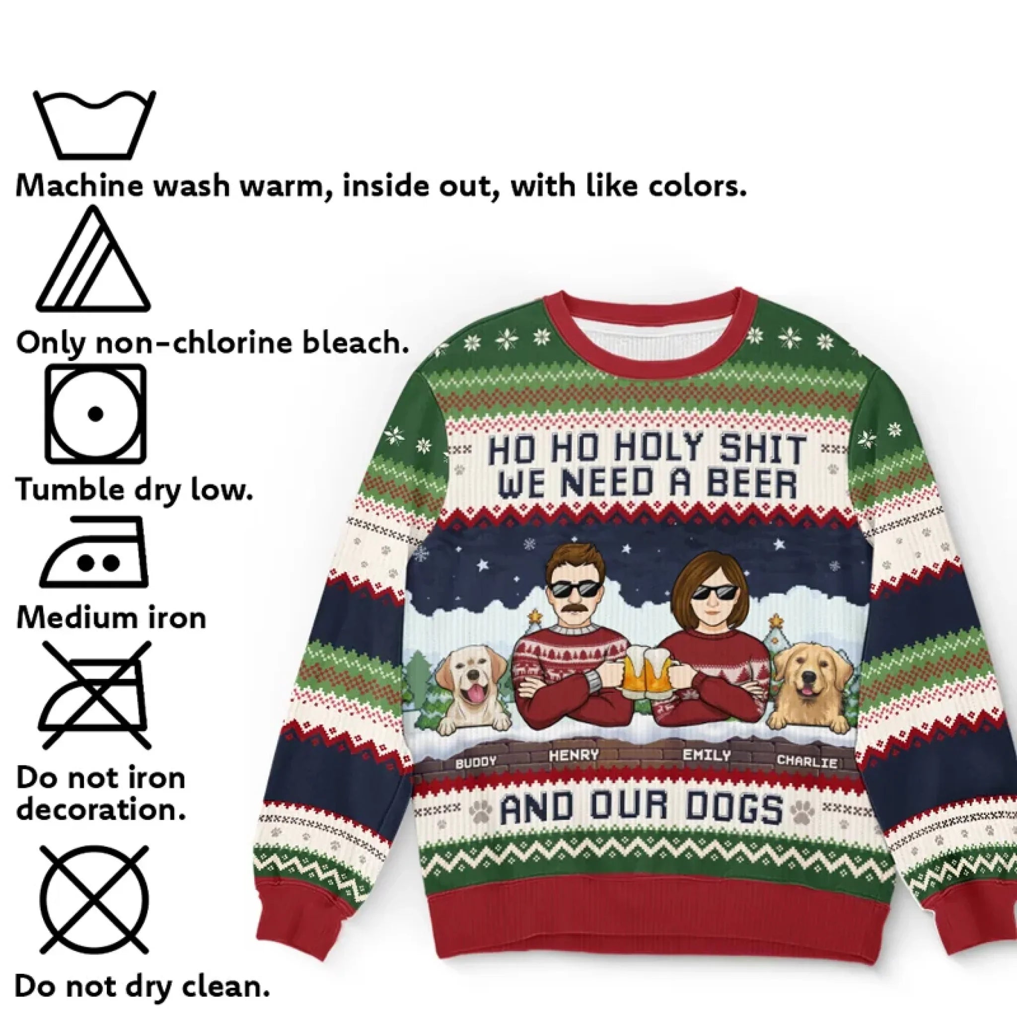 We Need A Beer And Our Cats - Dog & Cat Personalized Custom Ugly Sweatshirt - Unisex Wool Jumper - Christmas Gift For Husband Wife, Pet Owners, Pet Lovers