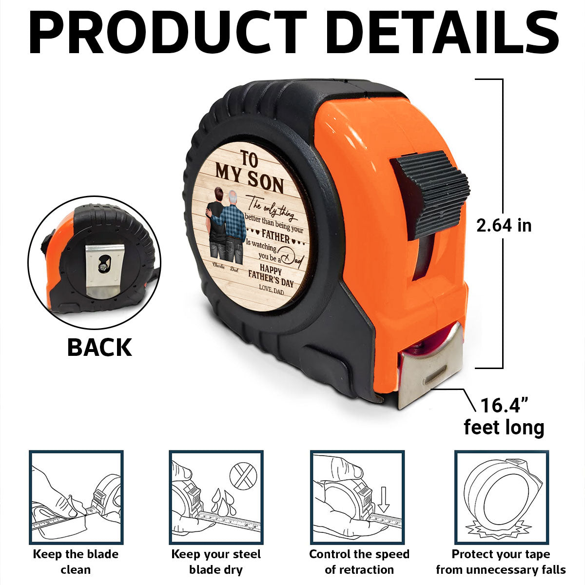 To My Son From Mom Happy Father's Day Personalized Tape Measure| Heartfelt Father's Day Gift For Son