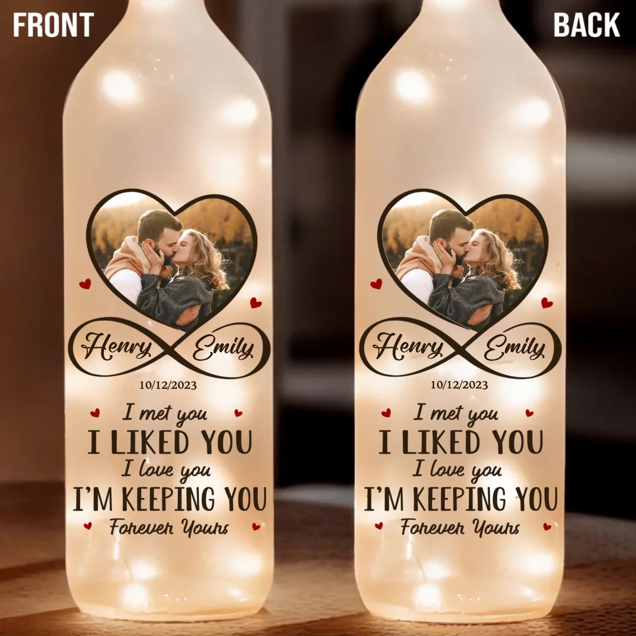 Custom Photo Every Moment Spent With You Is A Treasure - Couple Personalized Custom Bottle Lamp - Gift For Husband Wife, Anniversary