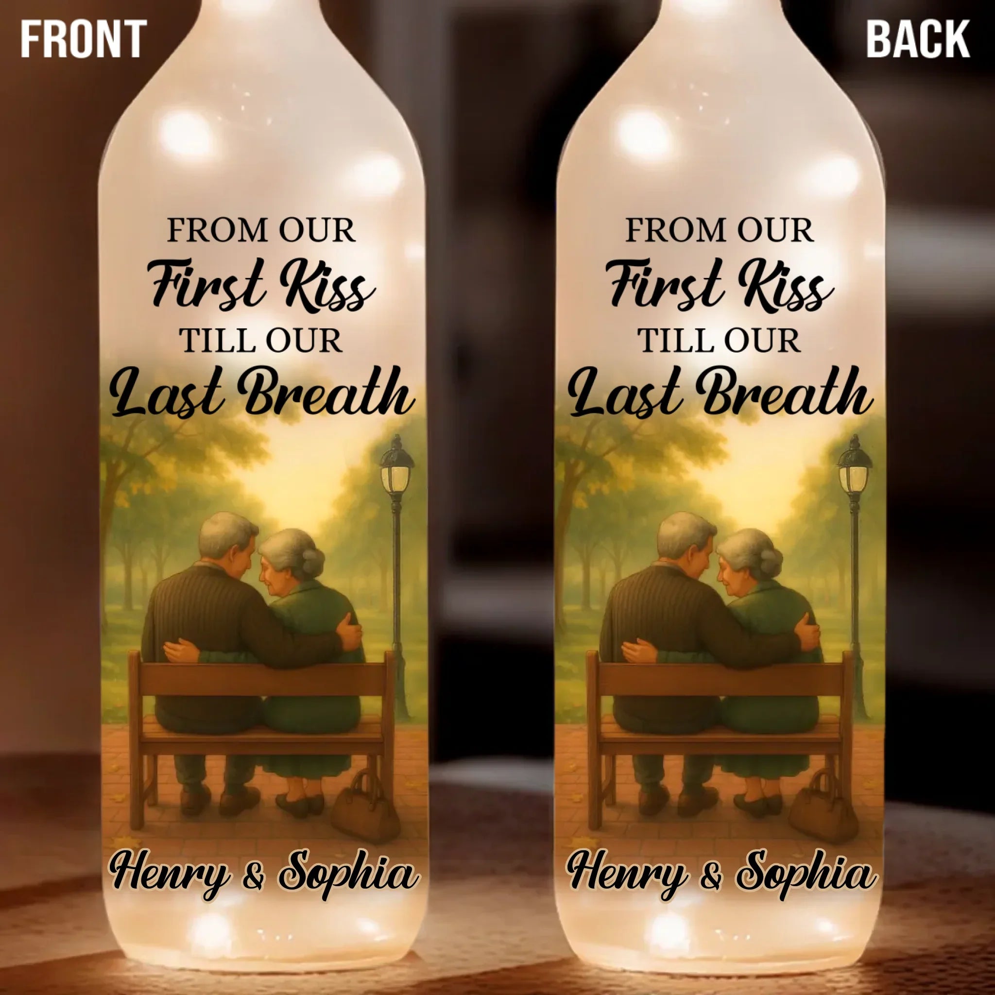 Custom Bottle Lamp - Personalized Anniversary Wedding Gifts For Husband And Wife, Him And Her - Together Through Every Final Breath
