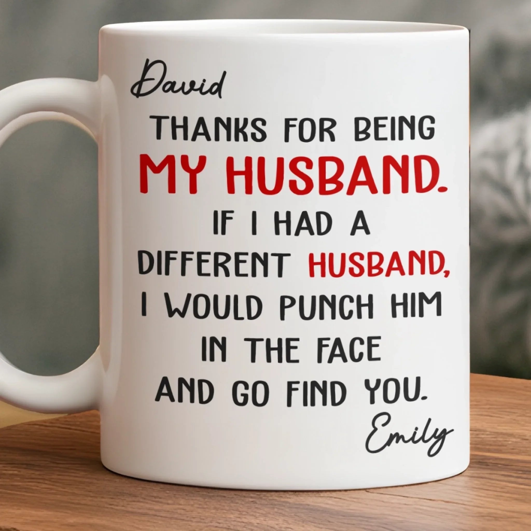Custom Mug - Personalized Anniversary Christmas Wedding Gifts For Husband And Wife, Him And Her - You’re Lucky I Love You