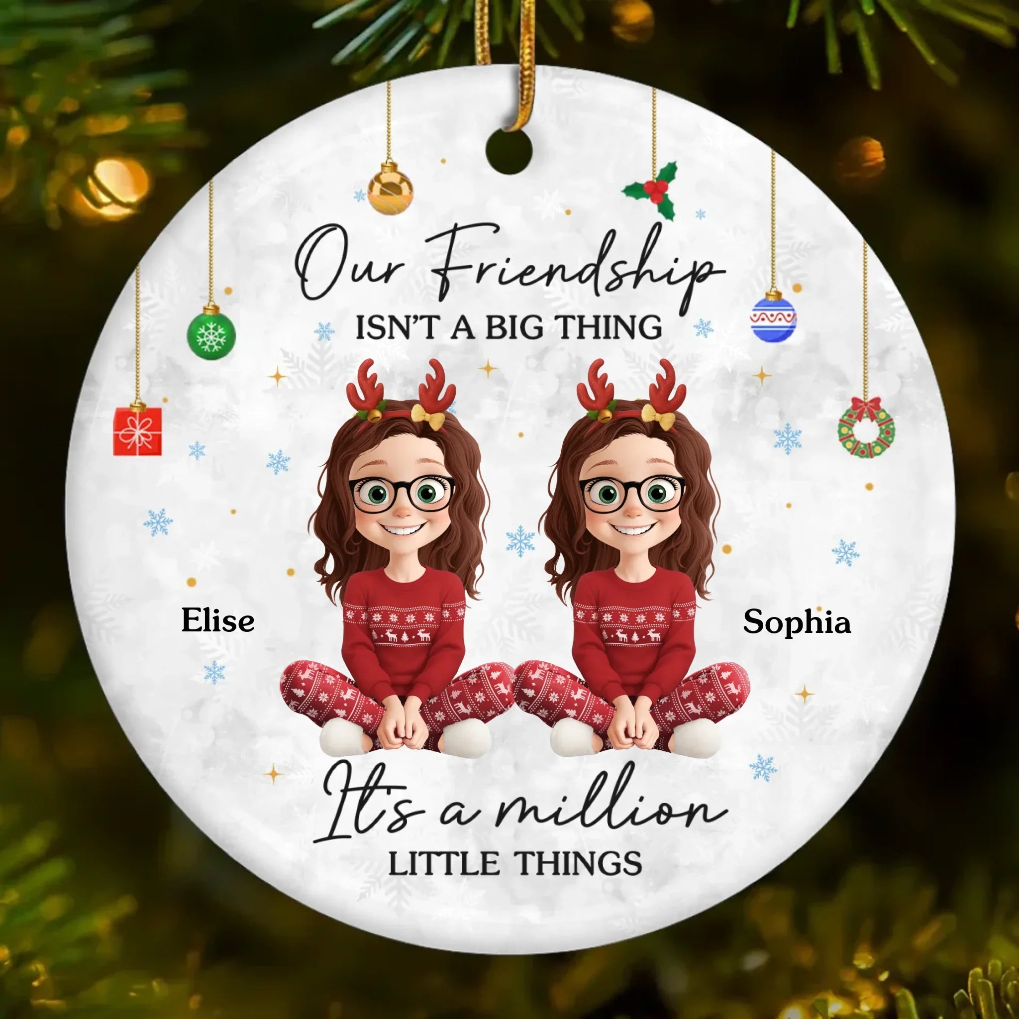 Custom Ceramic Ornament - Personalized Best Friend Christmas Birthday Gifts For Women, Besties, Sisters, BFF - Heart Of Gold