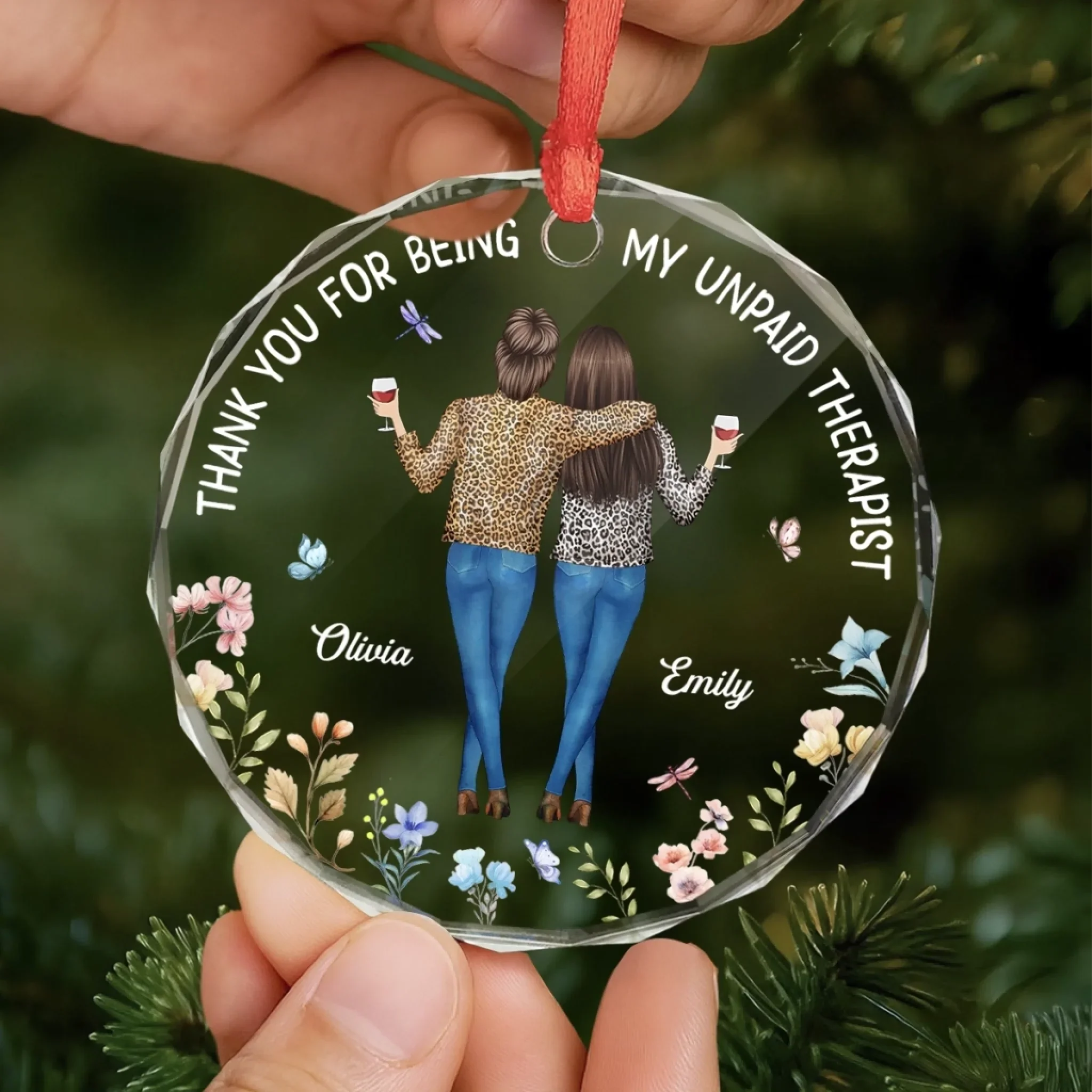 Custom Circle Glass Ornament - Personalized Best Friend Christmas Birthday Gifts For Women, Besties, Sisters, BFF - You Are My Shining Soul