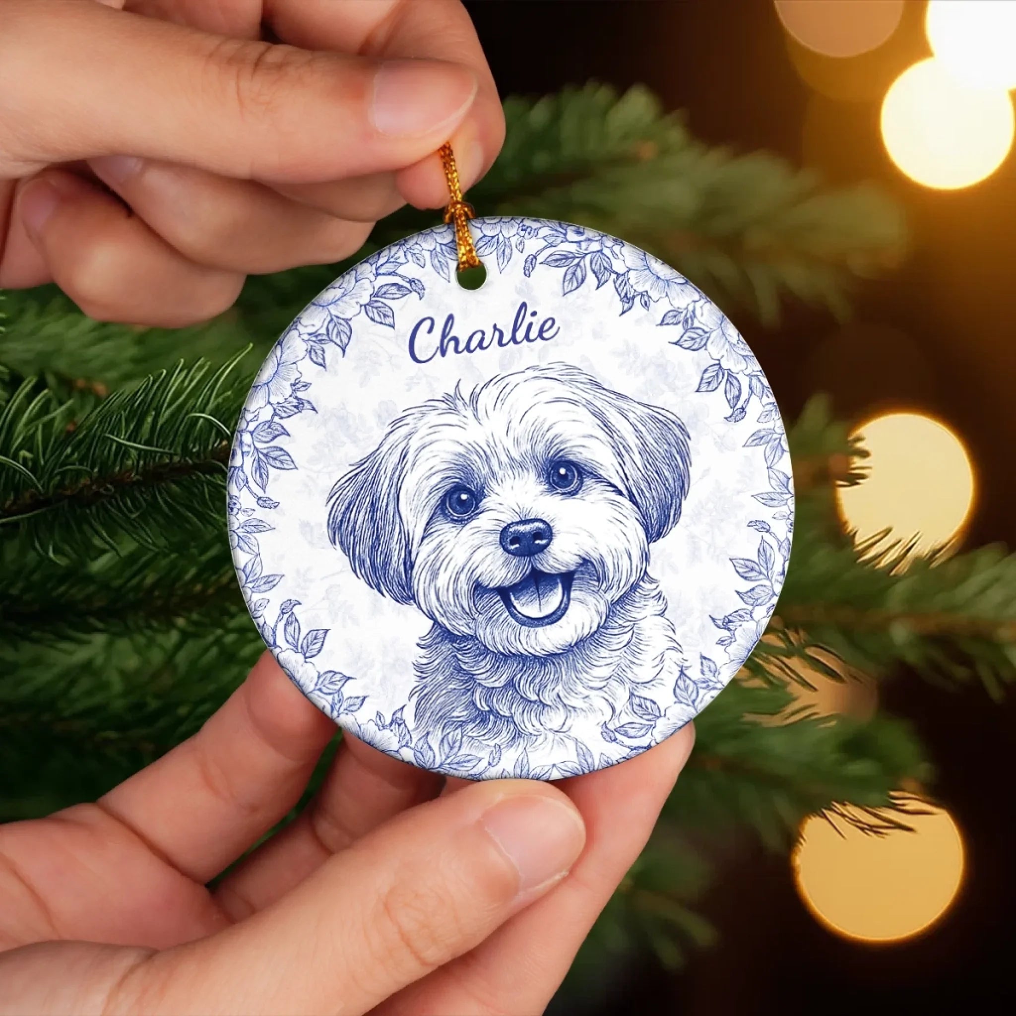 Custom Photo Ceramic Ornament - Personalized Christmas Birthday Gifts For Dog Cat Lovers, Dog Dad And Mom, Cat Owners - Little Paws, Forever Love